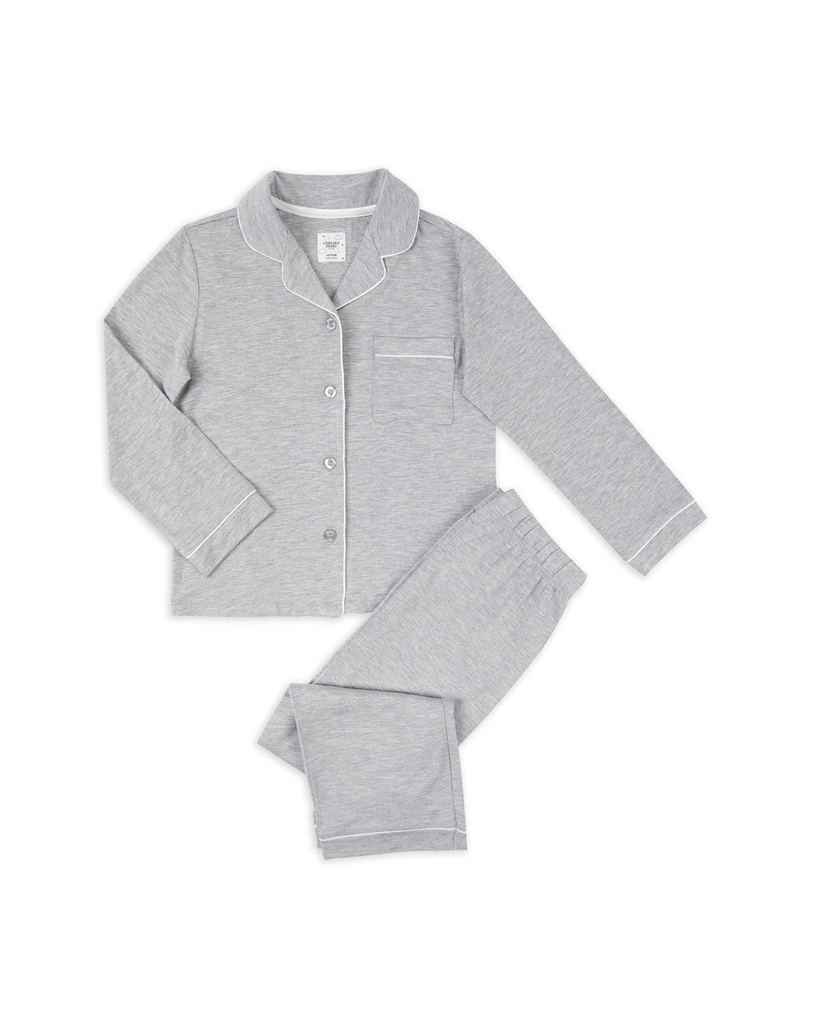 Kids TENCEL™ Modal Long Button Up Pyjama Set Grey Marl – Chelsea
