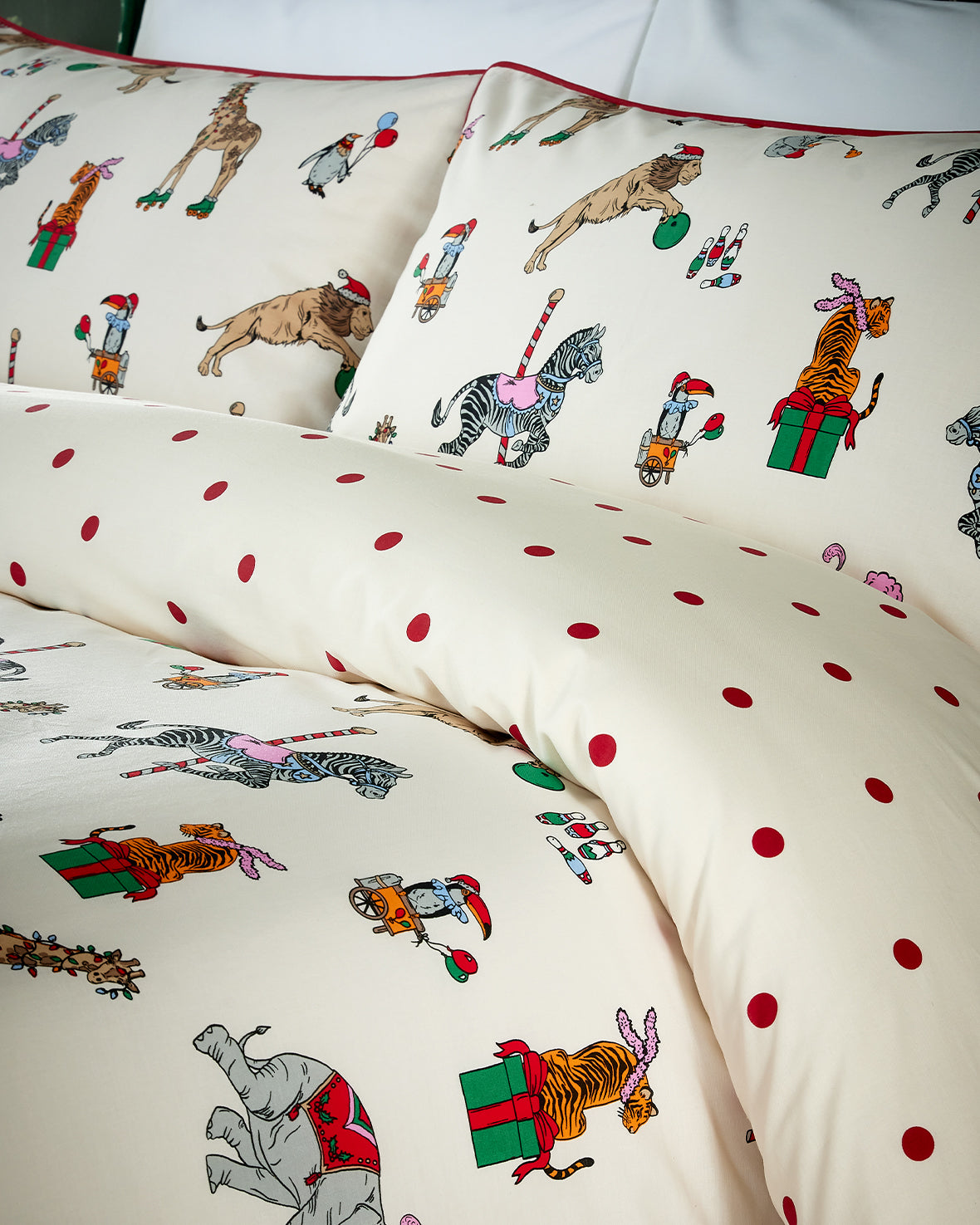 Cotton Christmas Animals Print Bedding Set