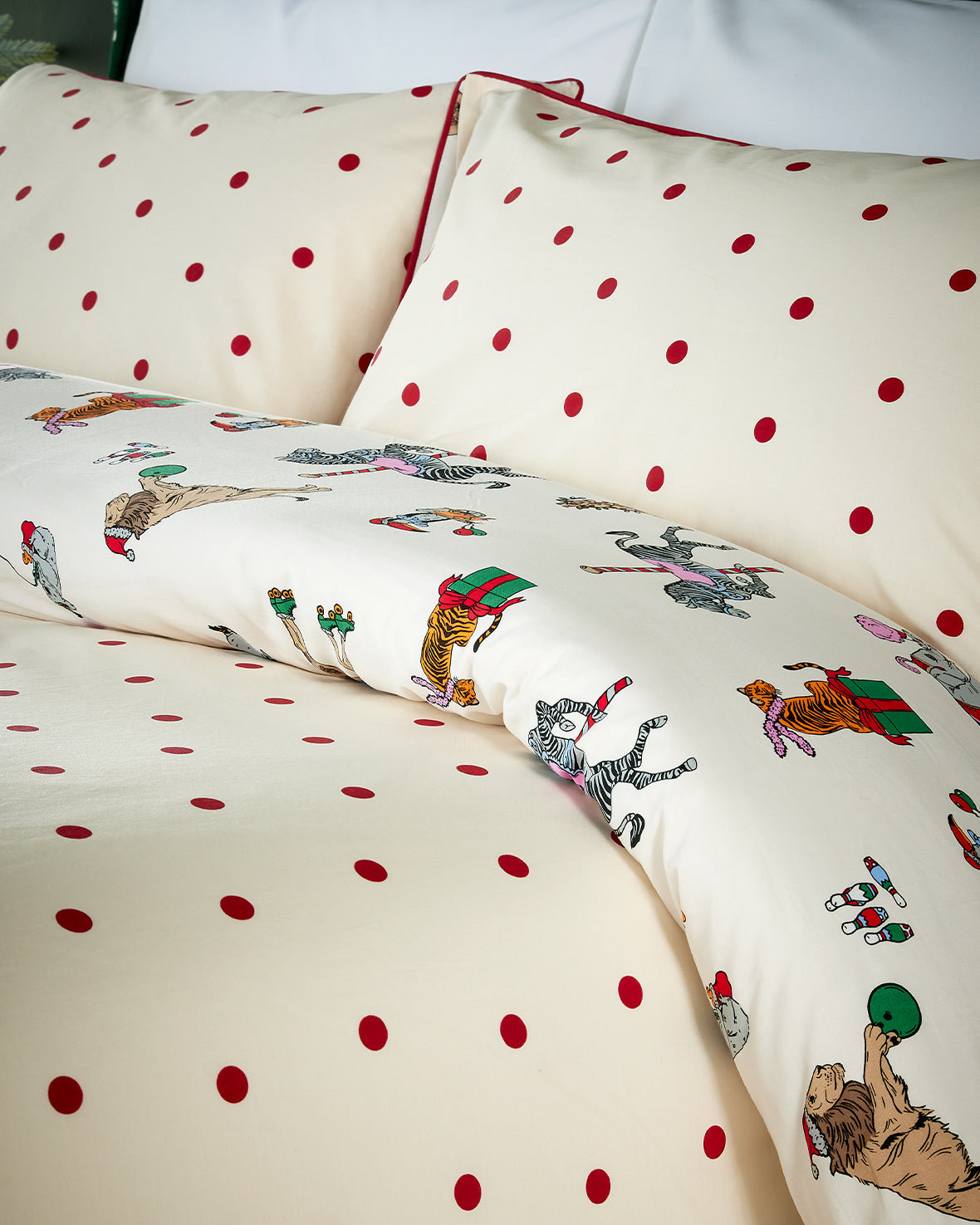 Cotton Christmas Animals Print Bedding Set