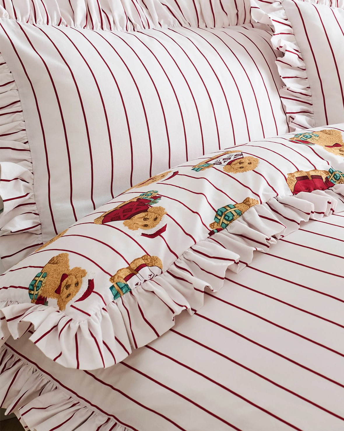 Cotton Chip the Christmas Cockapoo Dog Print Reversible Frill Bedding Set