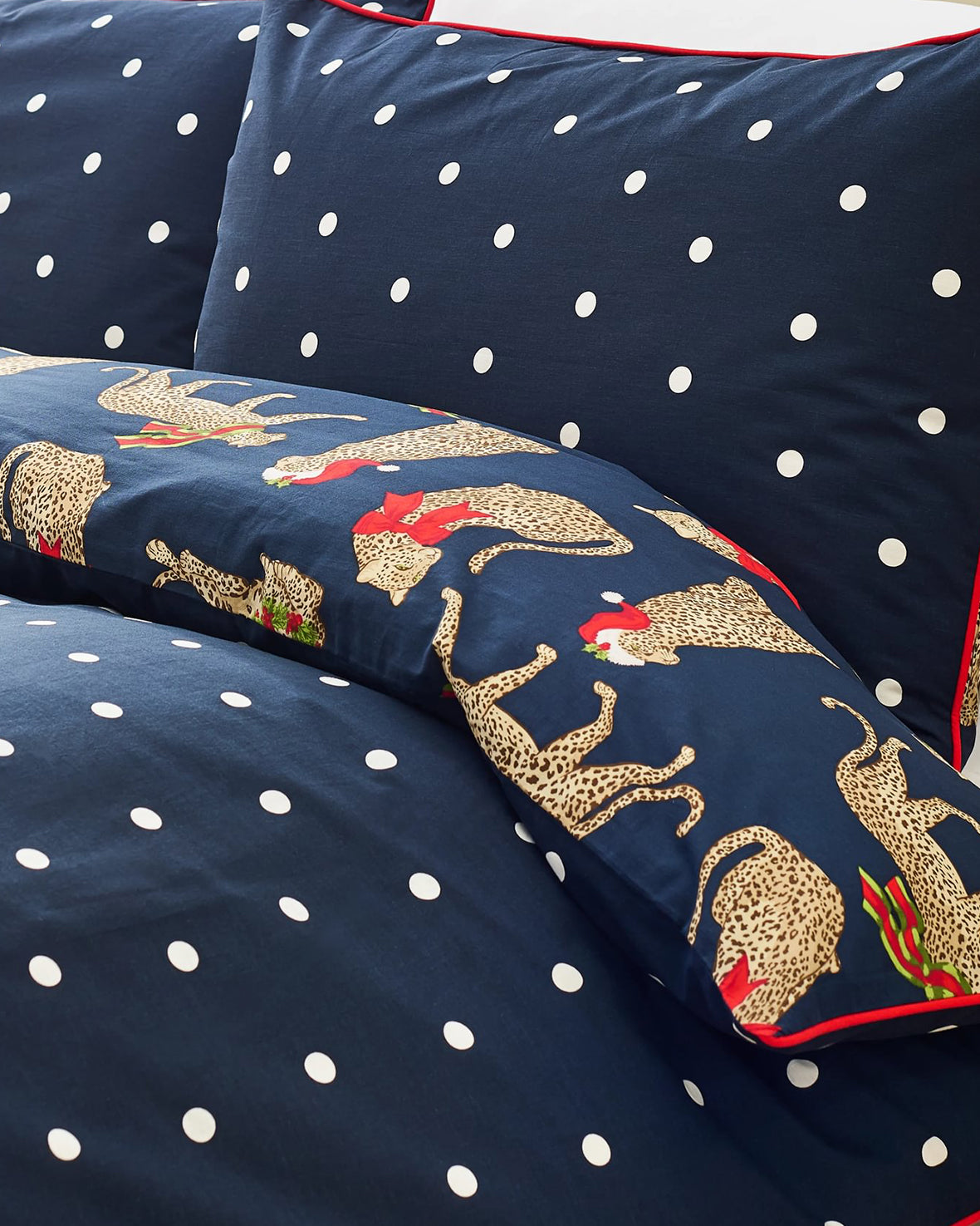 Cotton Christmas Leopard Print Reversible Bedding Set