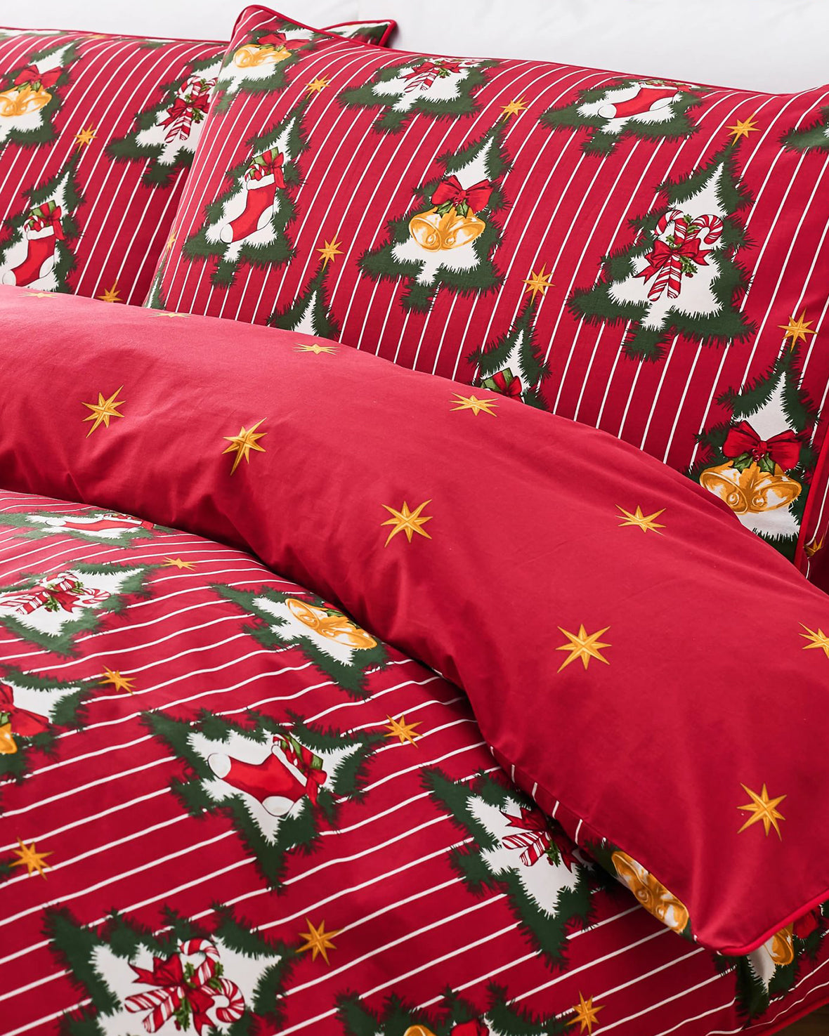Cotton Christmas Tree Stripe Bedding Set