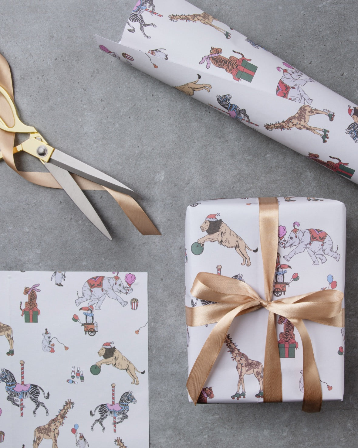 Christmas Carnival Animals Wrapping Paper