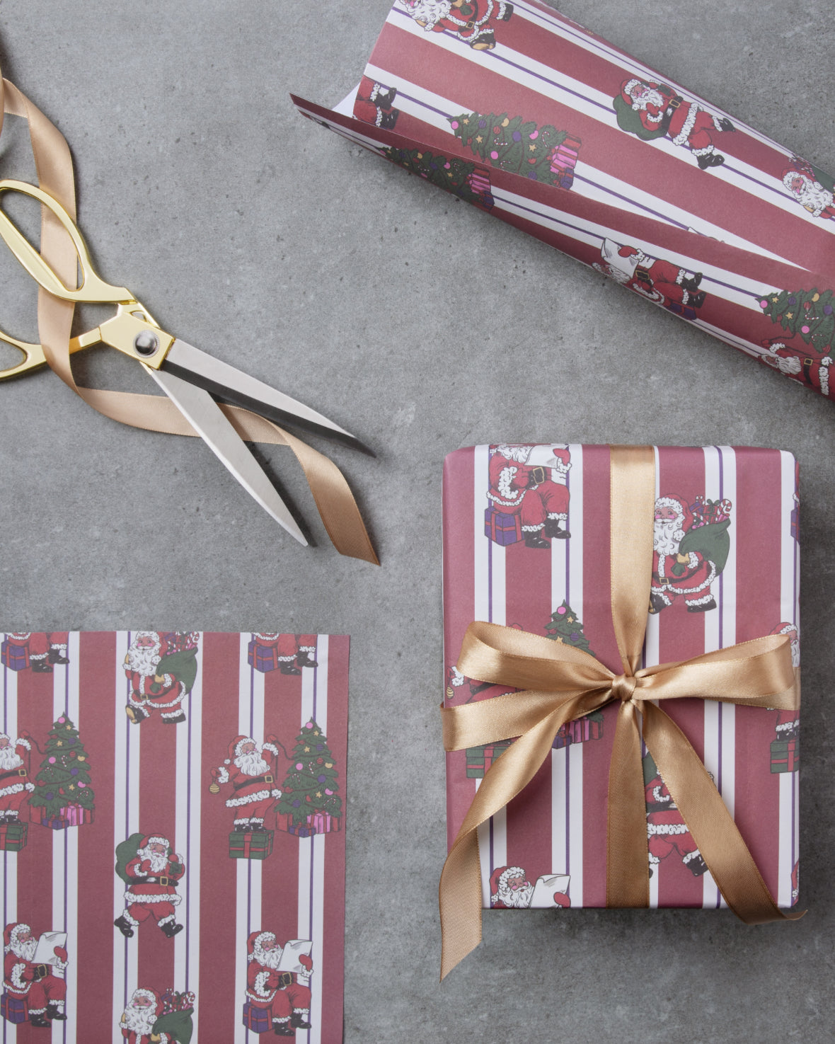 Christmas Santa Stripe Wrapping Paper