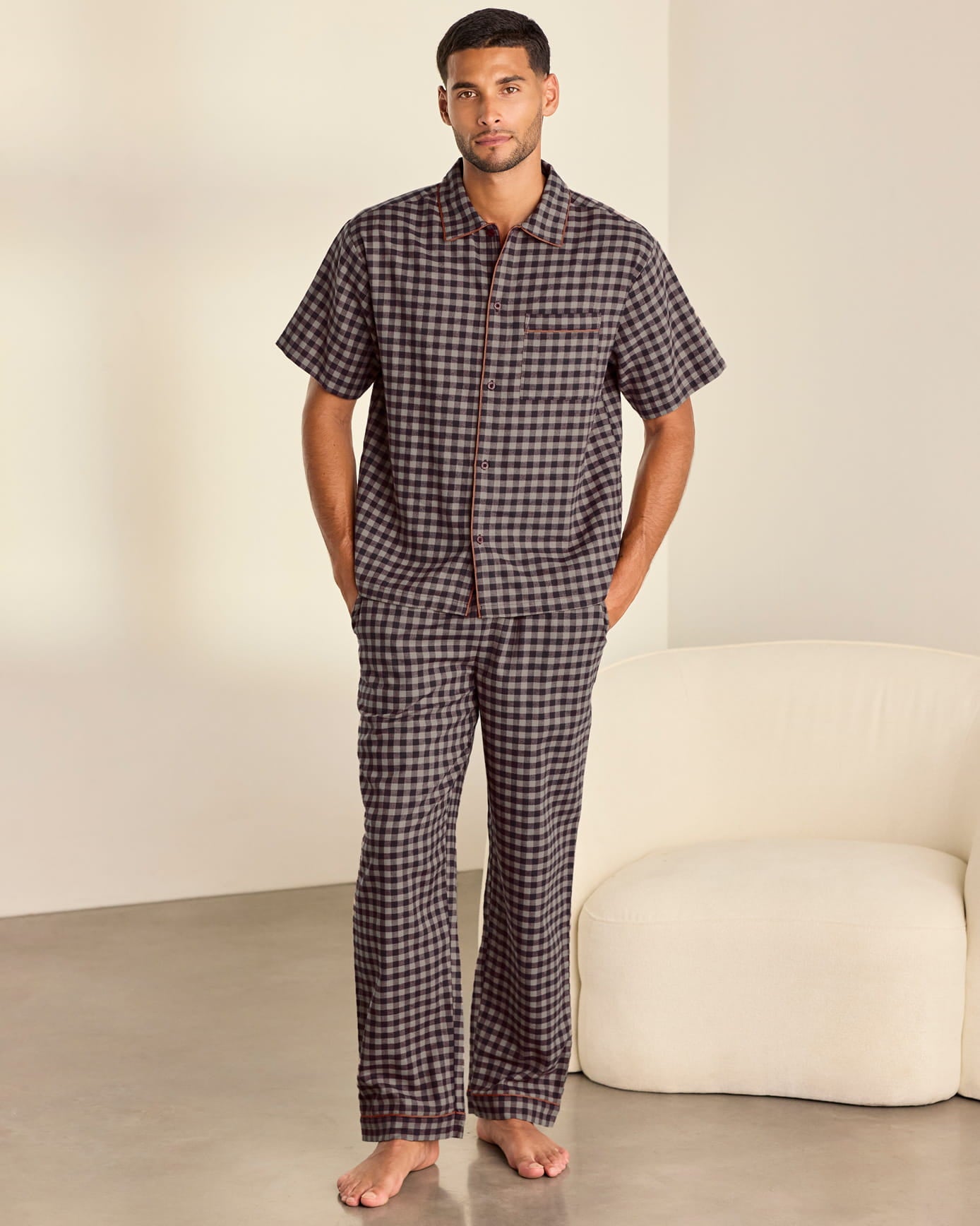 Organic Cotton Gingham Long Pyjama Set