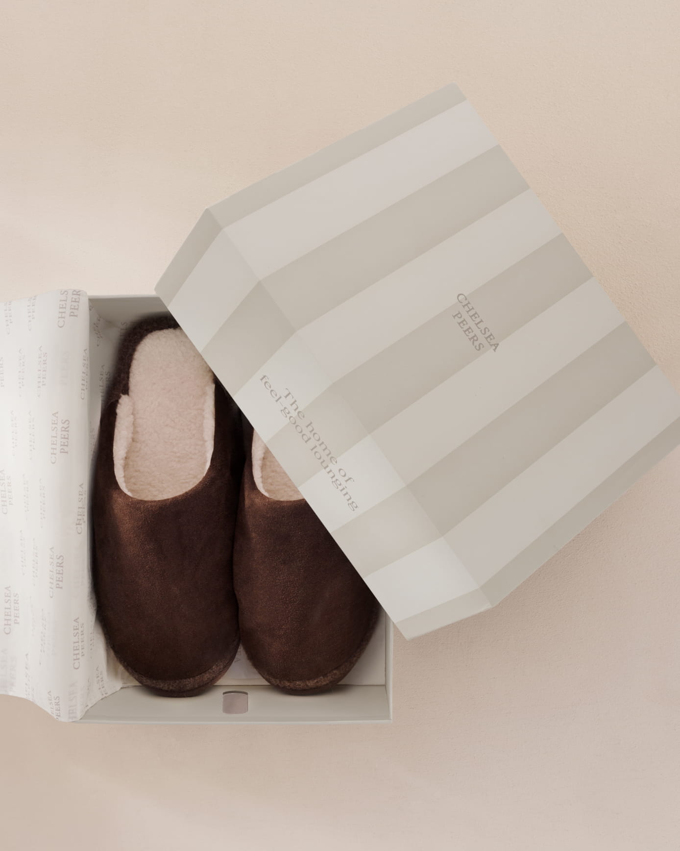 Mens Suede Cowhide Mule Slippers - Brown