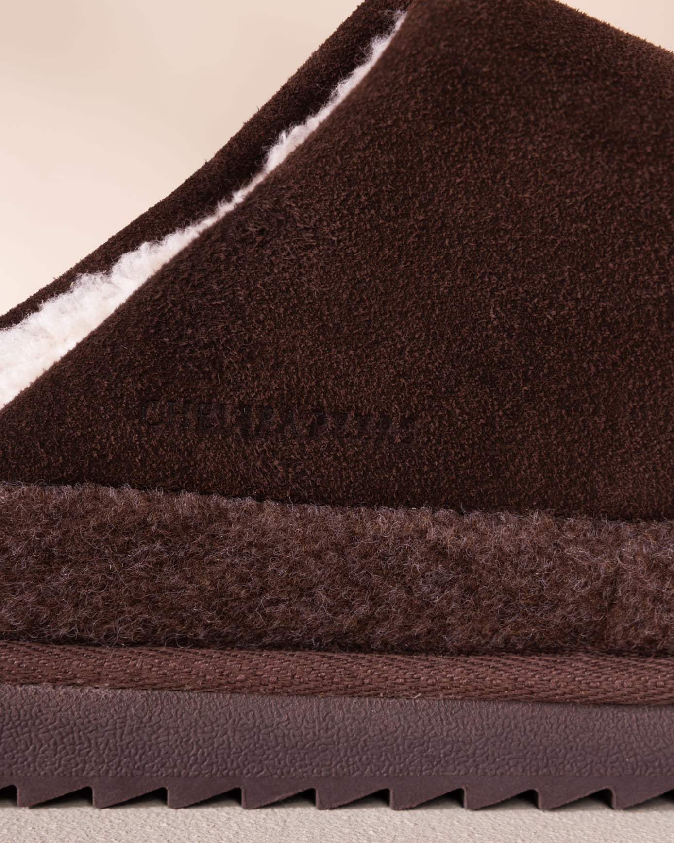 Mens Suede Cowhide Mule Slippers - Brown