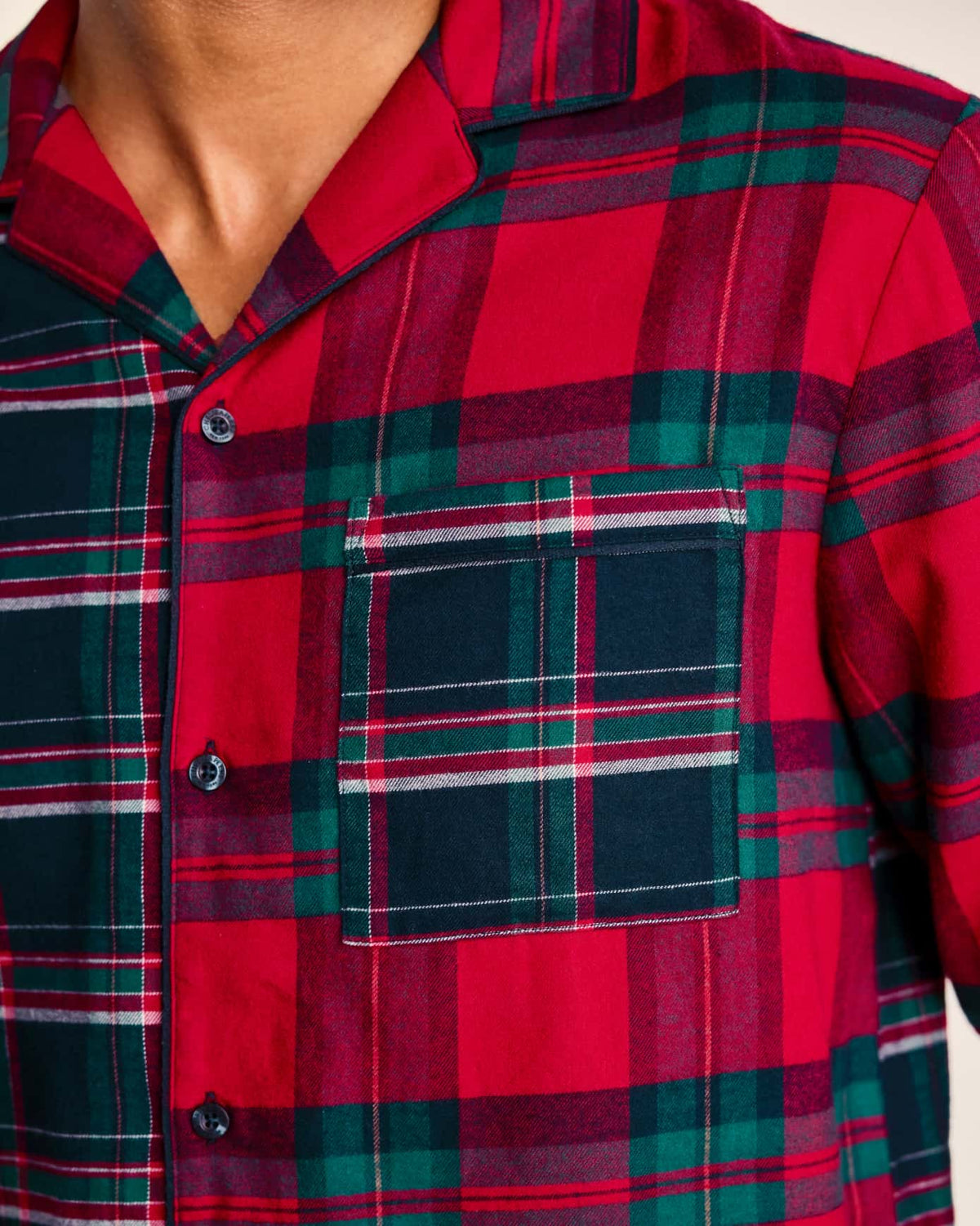 Organic Cotton Contrast Tartan Long Pyjama Set