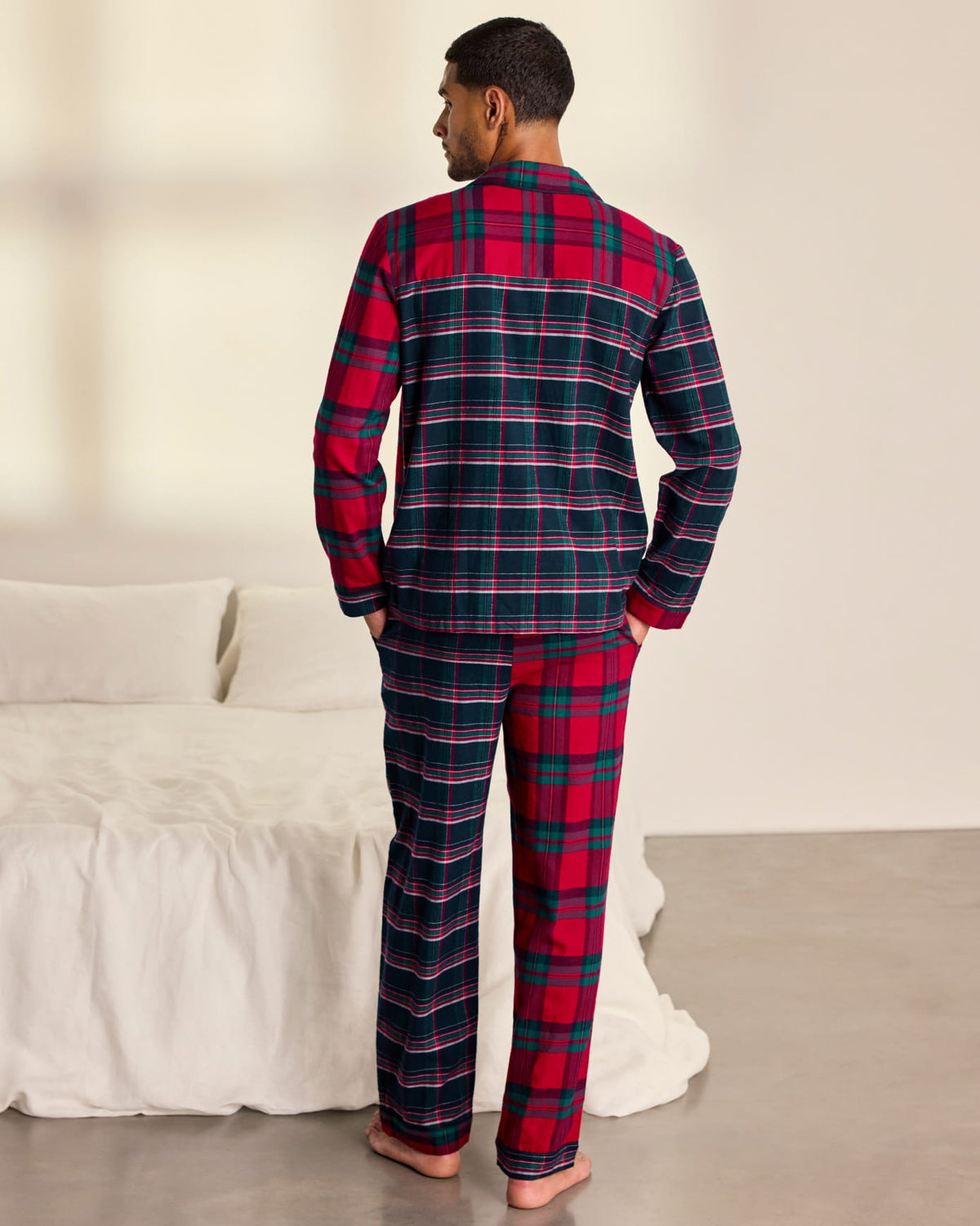 Organic Cotton Contrast Tartan Long Pyjama Set