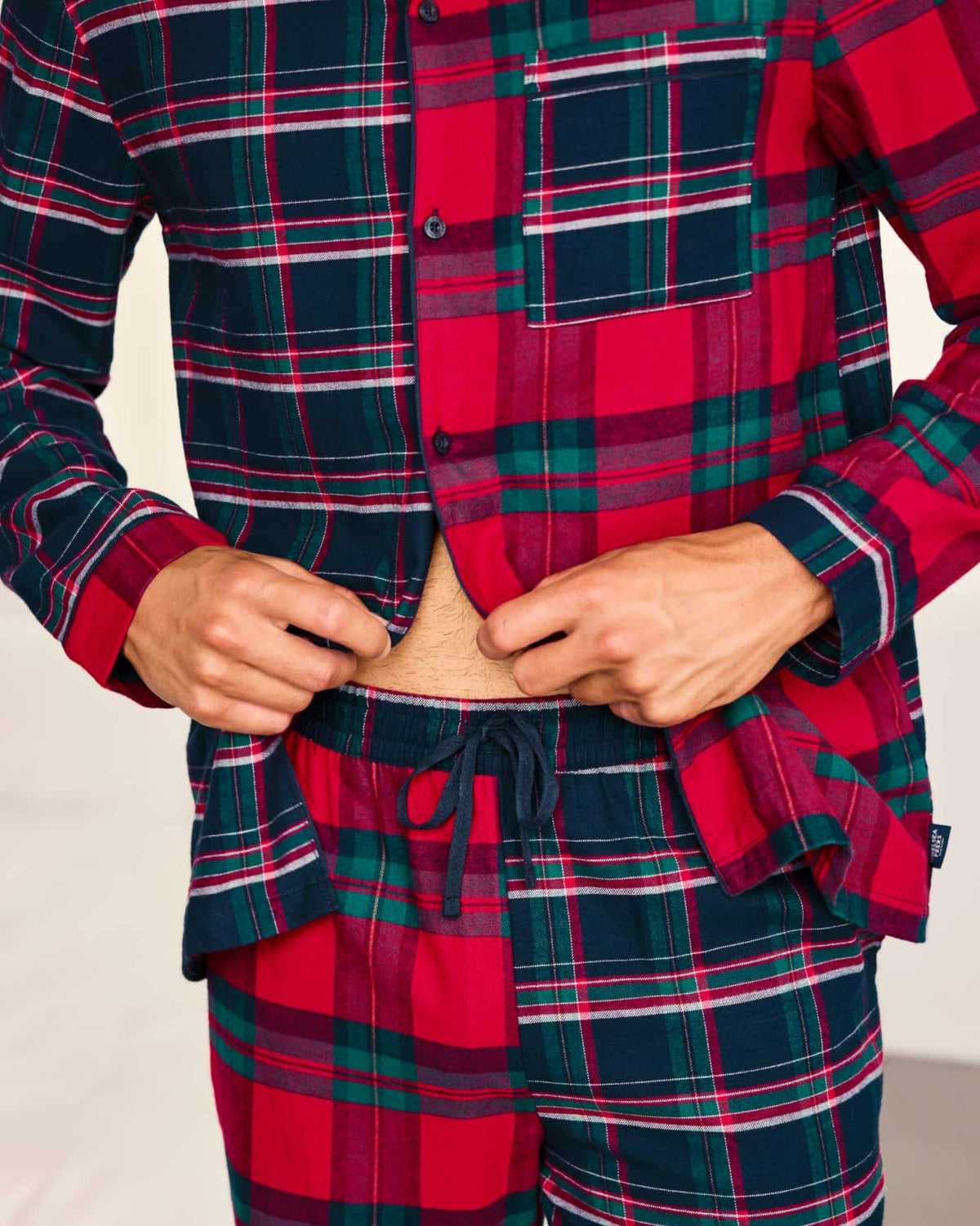 Organic Cotton Contrast Tartan Long Pyjama Set