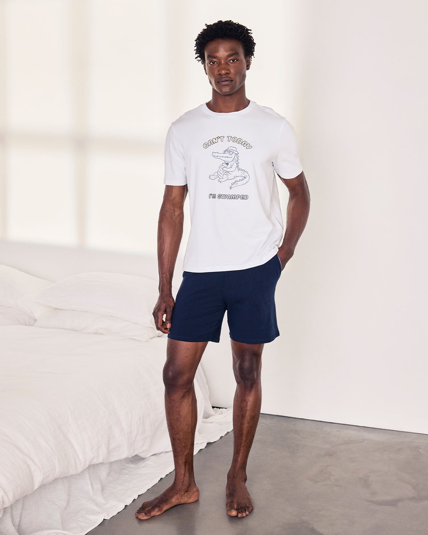 Organic Cotton Embroidered Can't Today I'm Swamped Short Pyjama Set