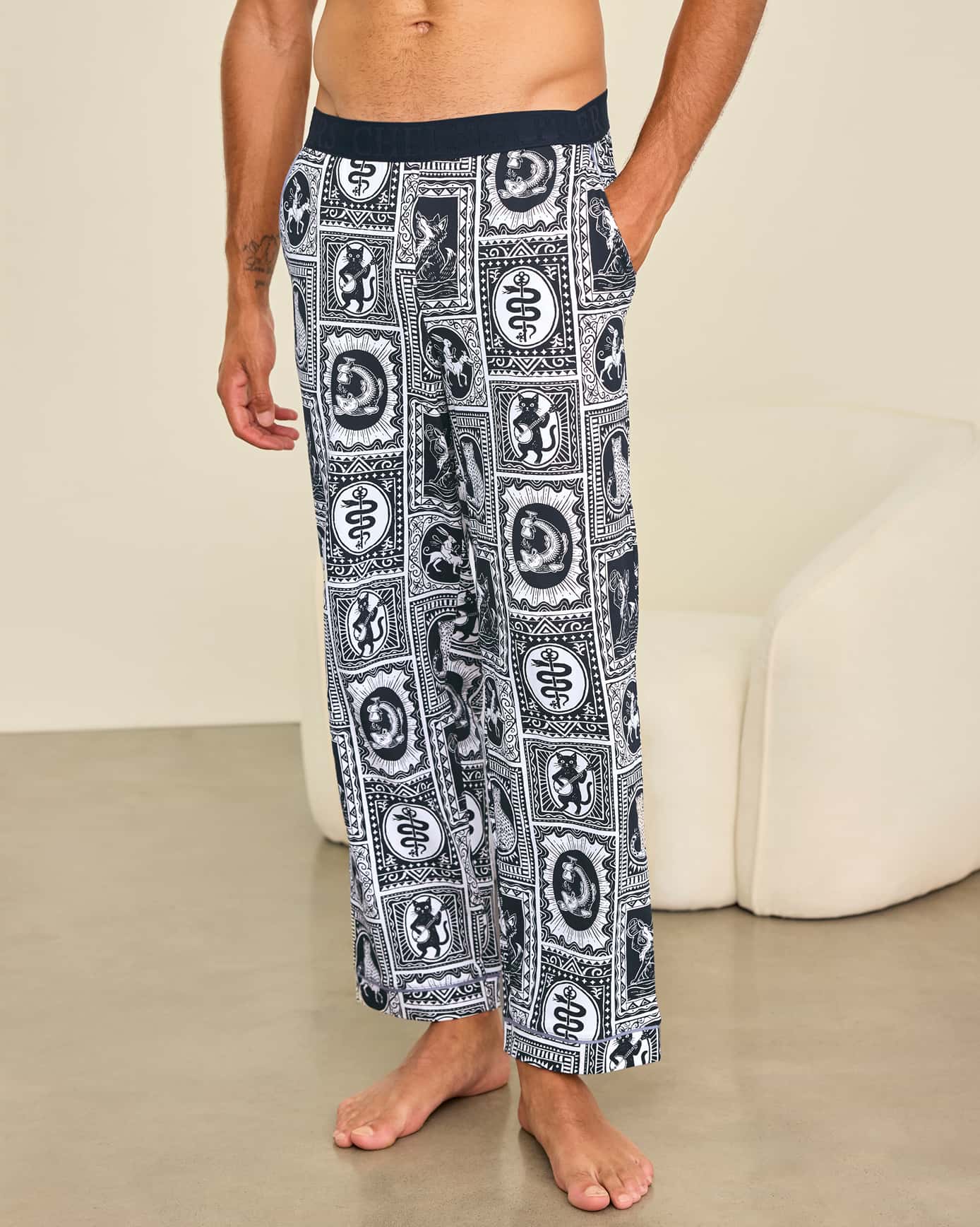 Organic Cotton Once Upon a Time Tile Print Long Pyjama Bottoms