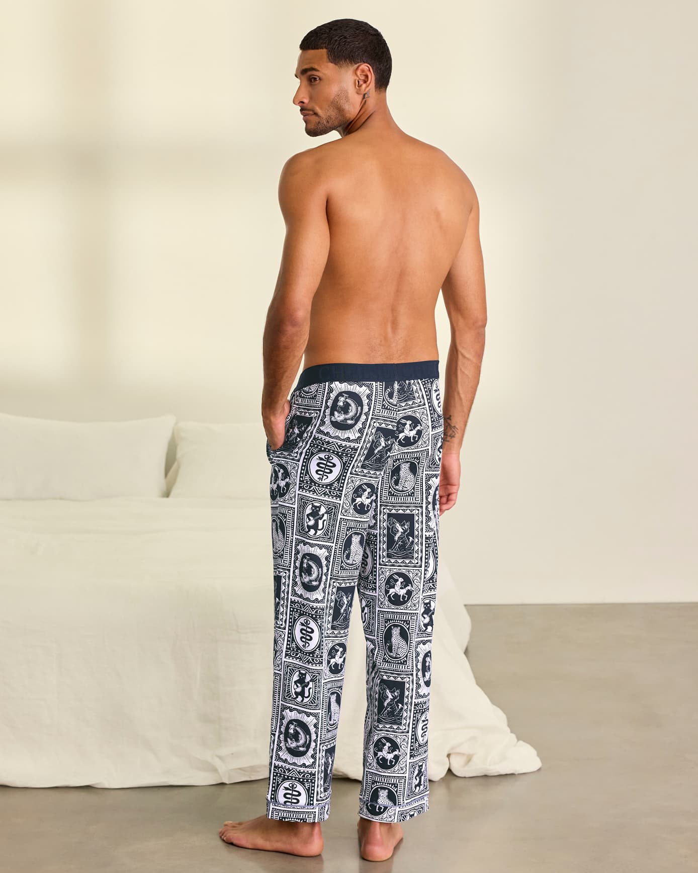 Organic Cotton Once Upon a Time Tile Print Long Pyjama Bottoms