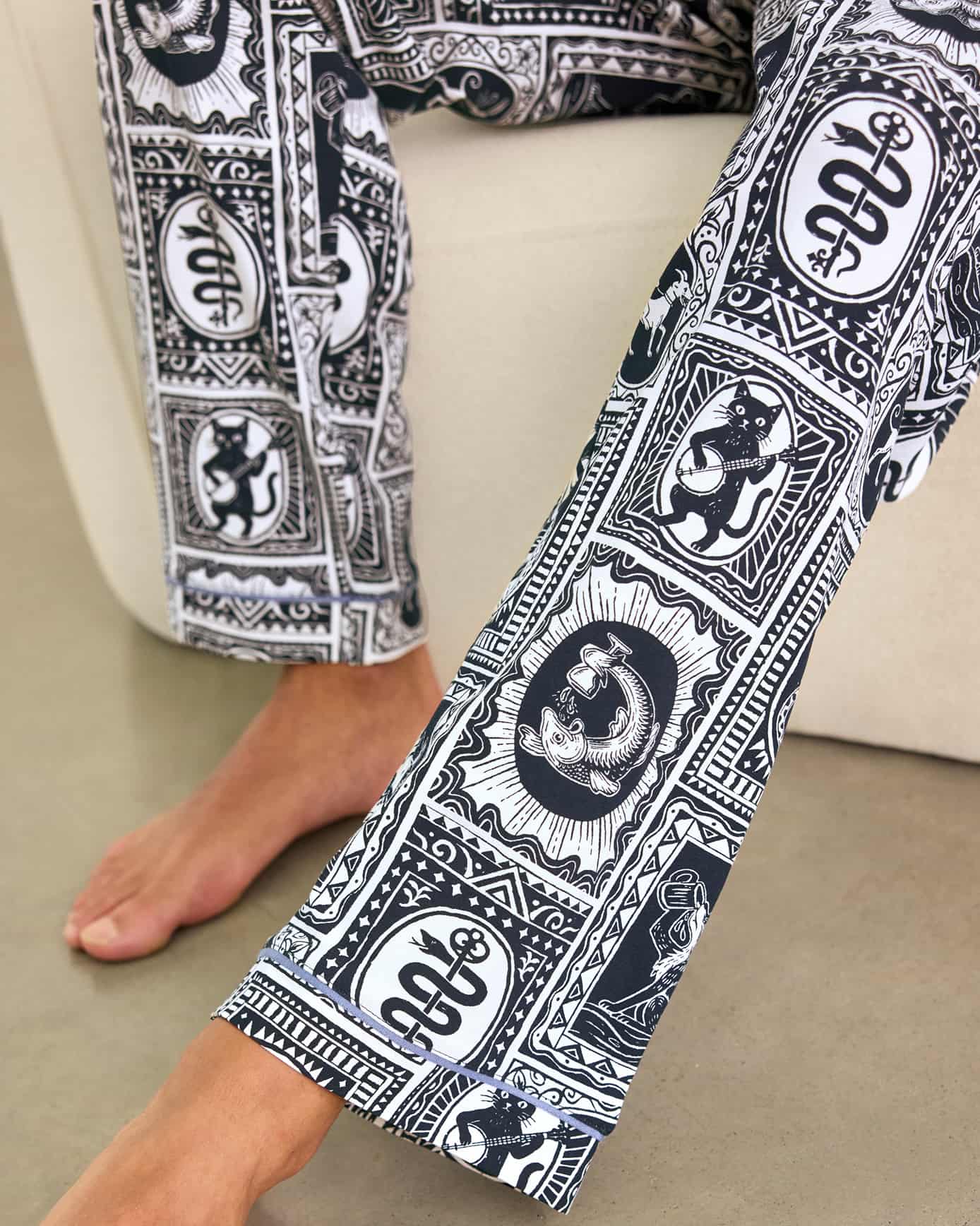 Organic Cotton Once Upon a Time Tile Print Long Pyjama Bottoms