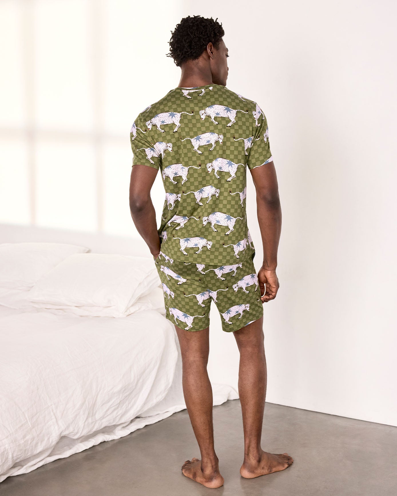 Checkerboard Bison Print Short Pyjama Set