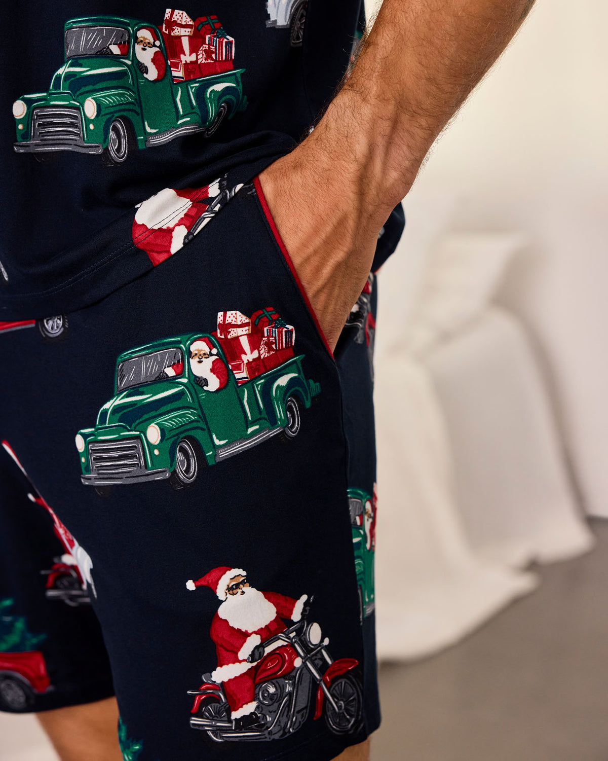 Christmas Santa Road Trip Print Short Pyjama Set