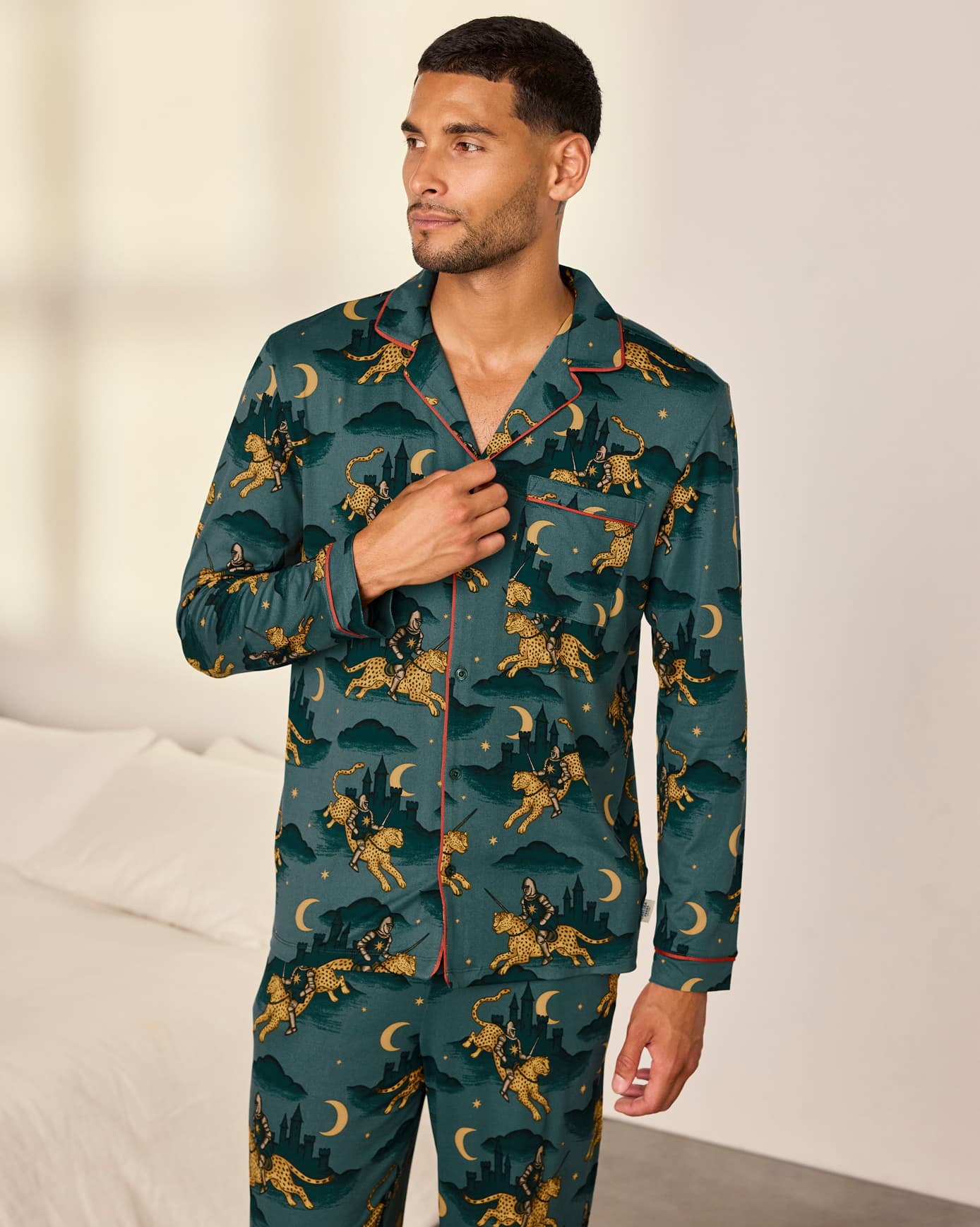 Moonlit Knight Print Long Pyjama Set