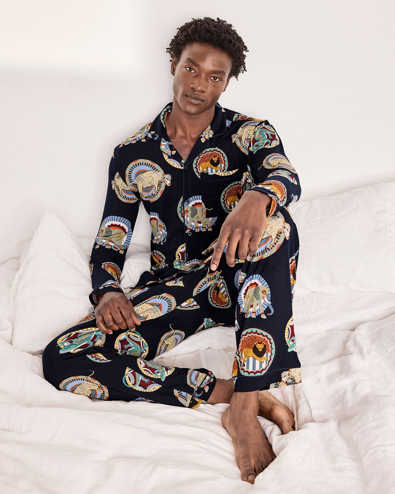 Safari Animal Plate Print Long Pyjama Set