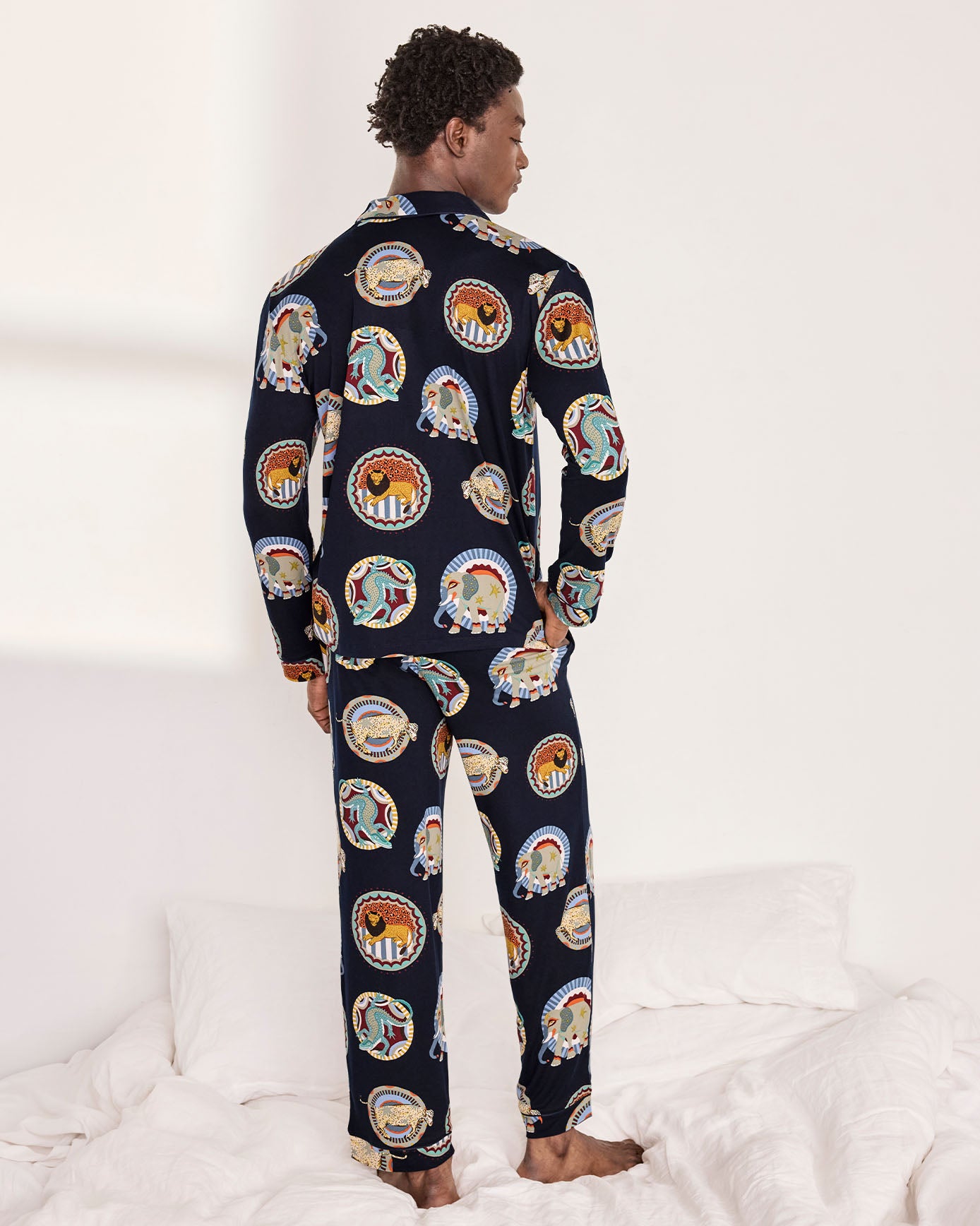 Safari Animal Plate Print Long Pyjama Set