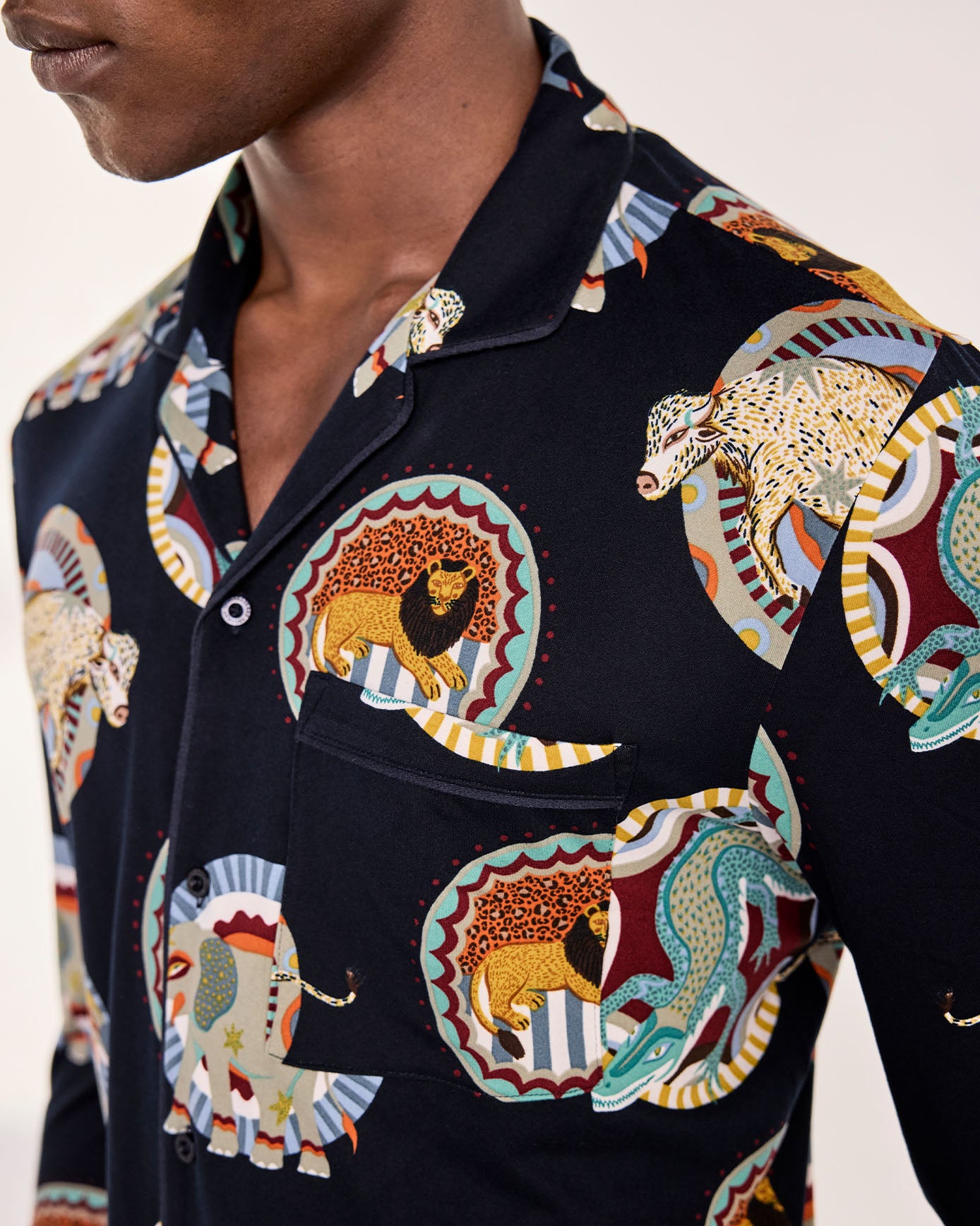 Safari Animal Plate Print Long Pyjama Set