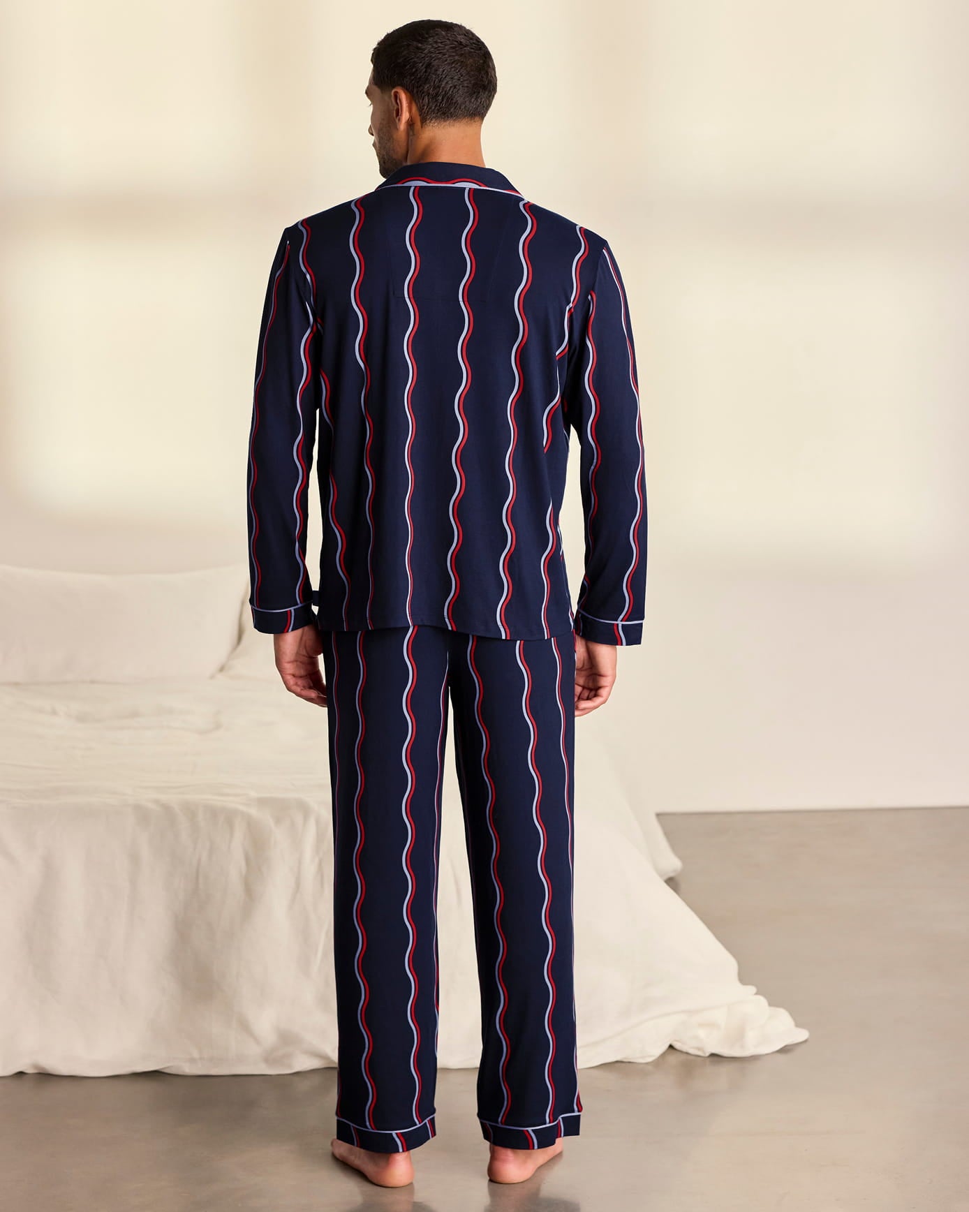 Ripple Stripe Button-Up Long Pyjama Set