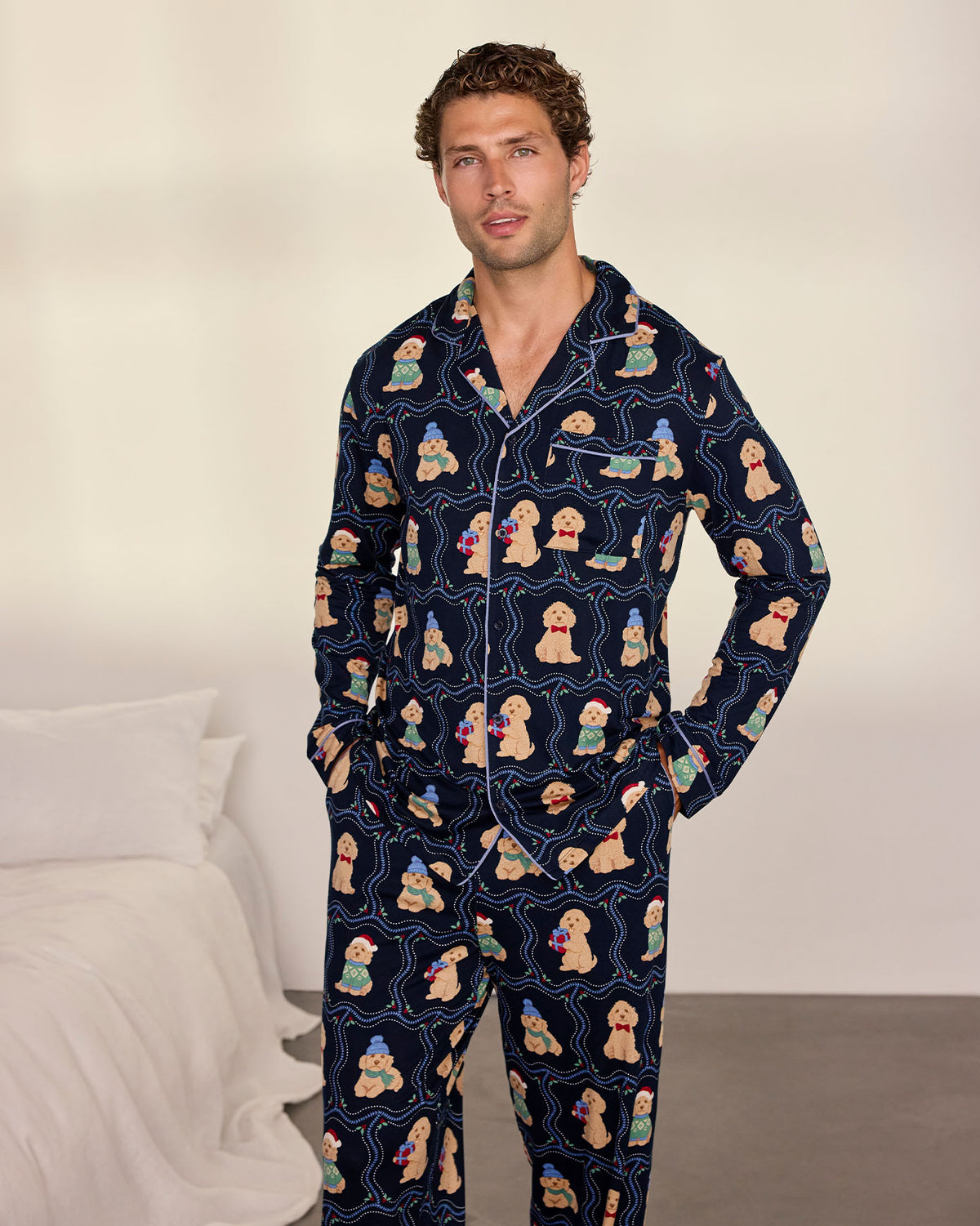 Christmas Chip the Cockapoo Portraits Print Long Pyjama Set