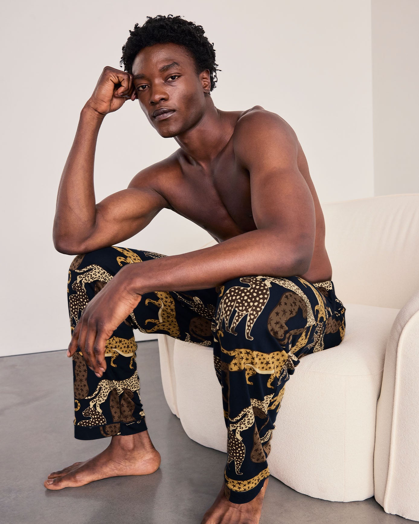 Starry Leopard Print Long Pyjama Bottoms
