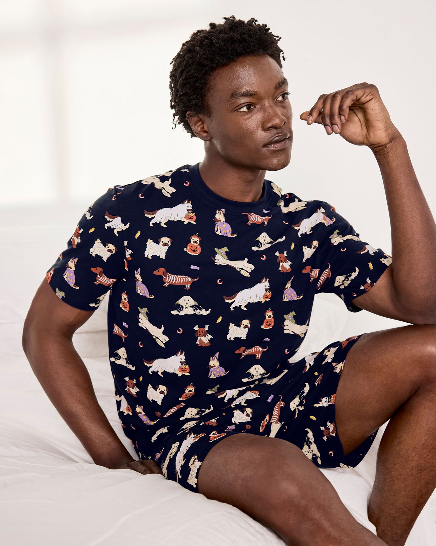 Organic Cotton Halloween Dogs Print Short Pyjama Set