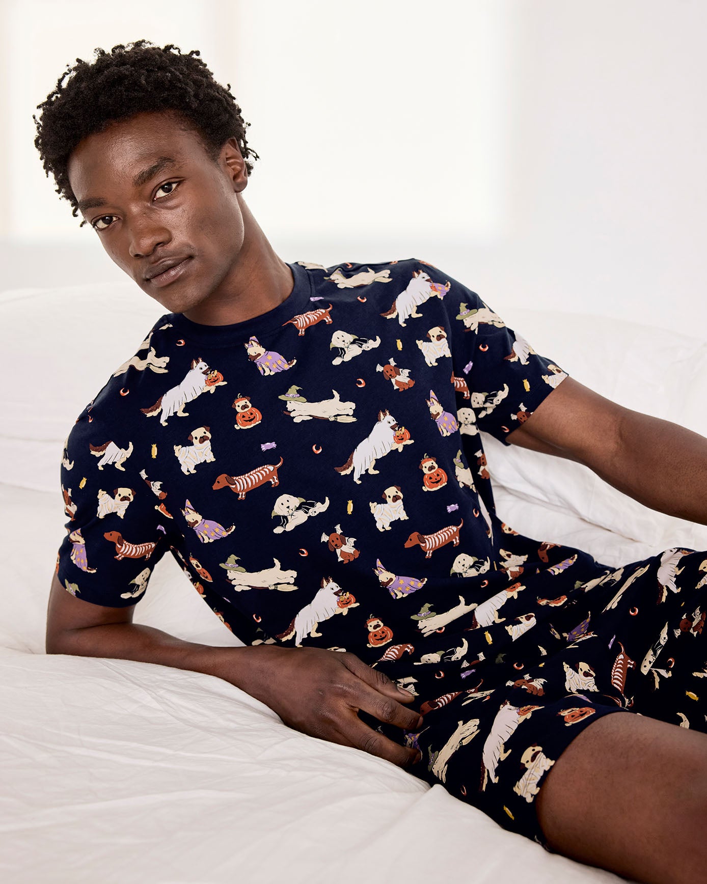 Organic Cotton Halloween Dogs Print Short Pyjama Set