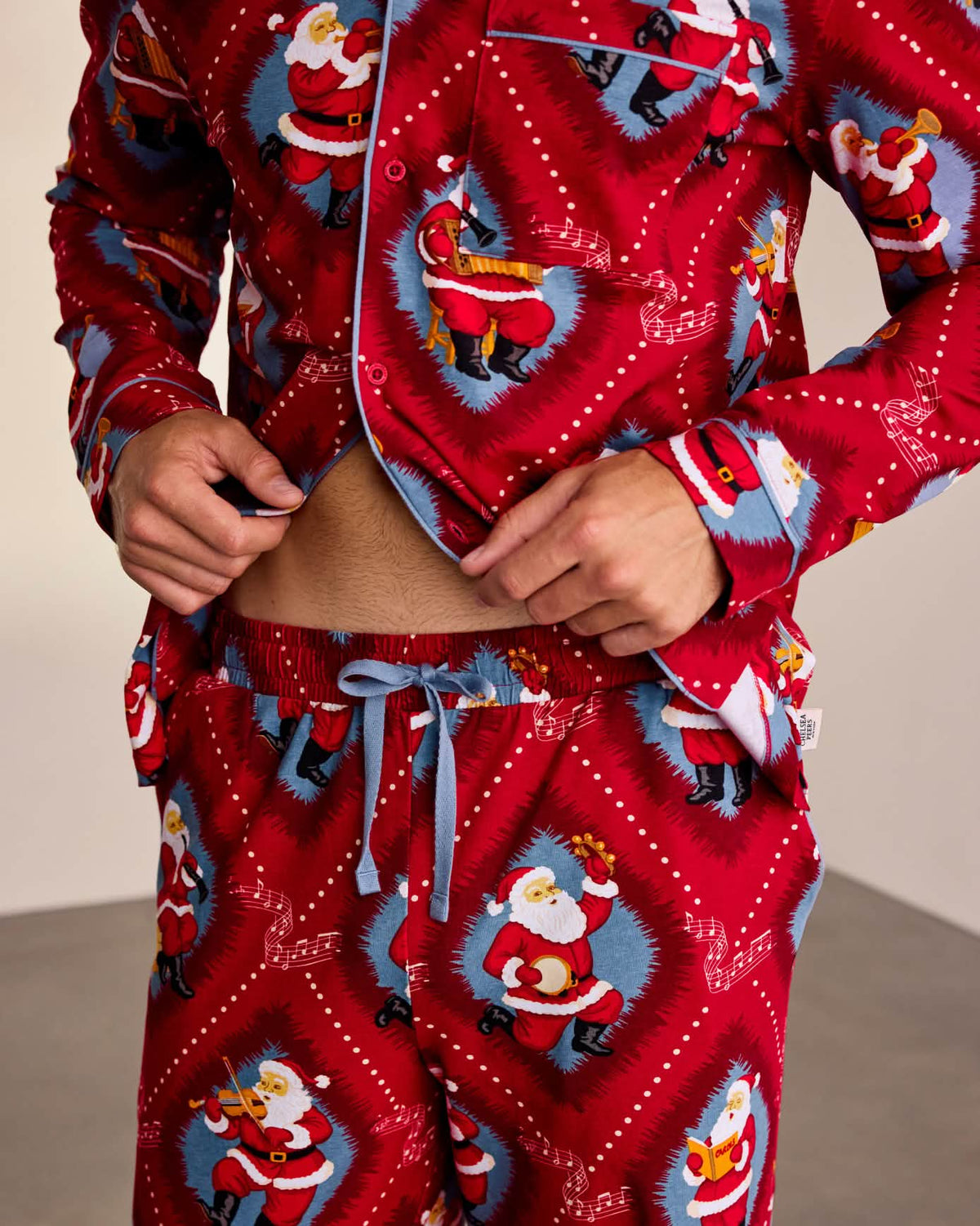 Organic Cotton Christmas Santa Songbook Print Long Pyjama Set