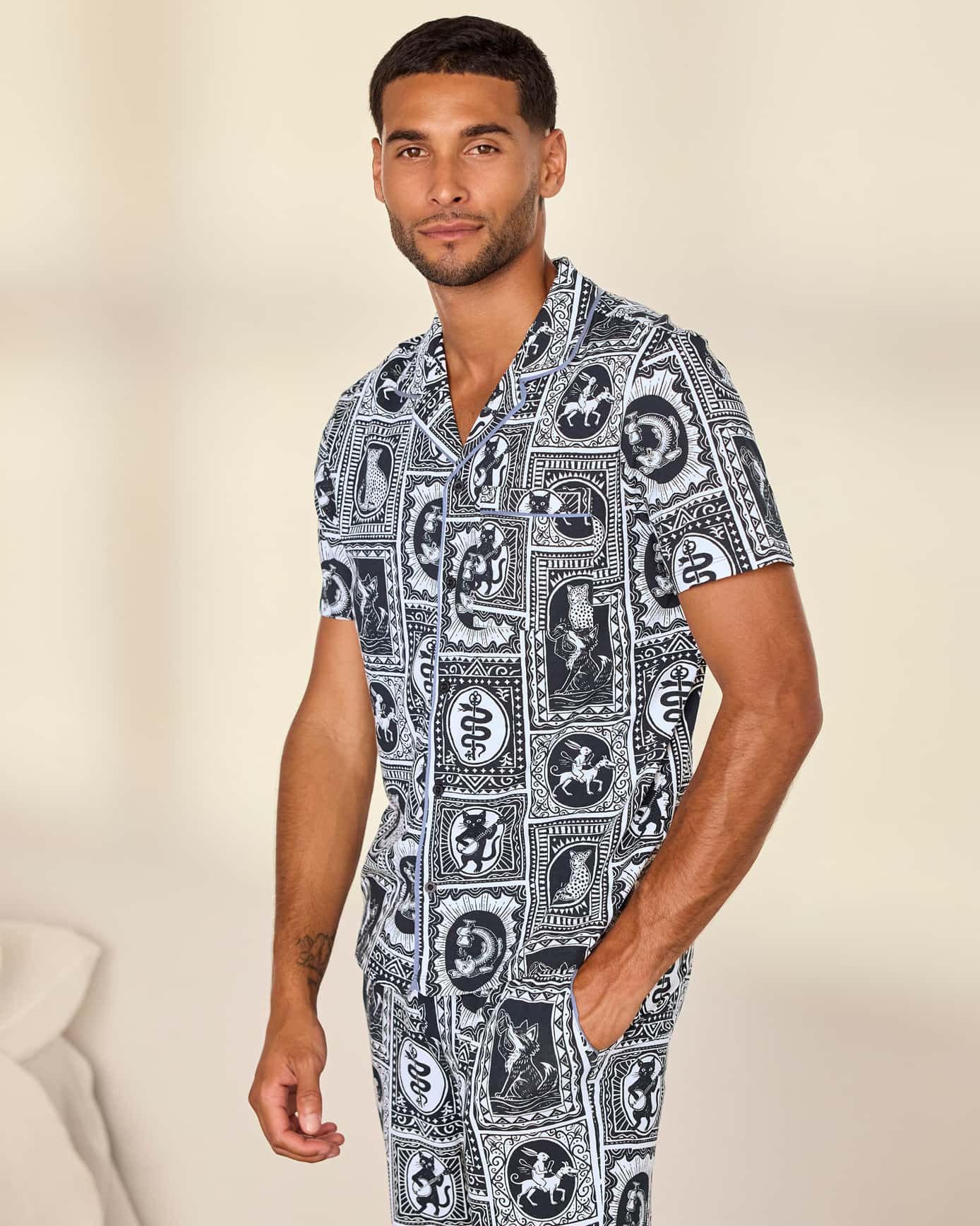 Organic Cotton Once Upon a Time Tile Print Long Pyjama Set