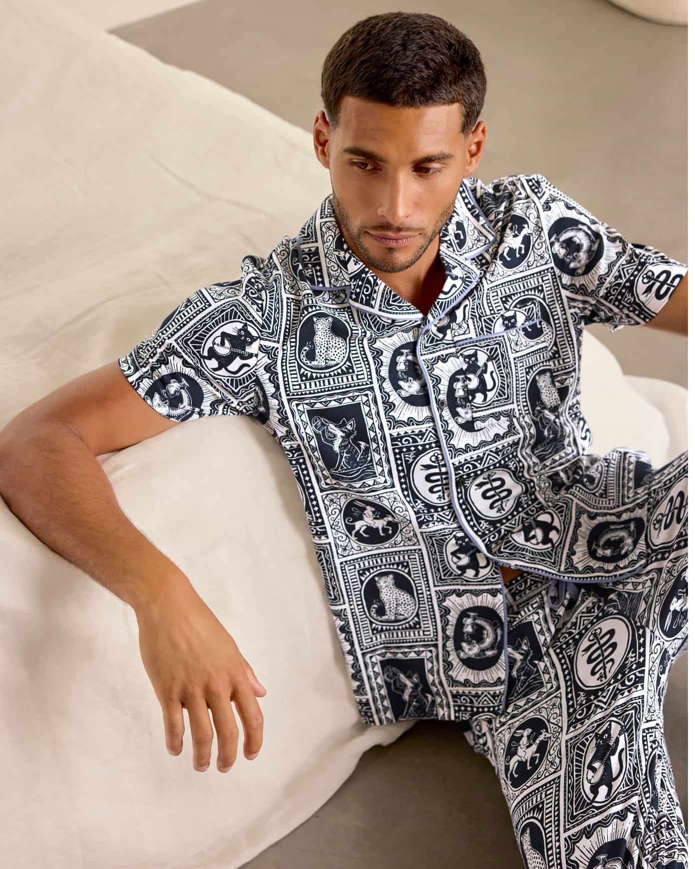 Organic Cotton Once Upon a Time Tile Print Long Pyjama Set