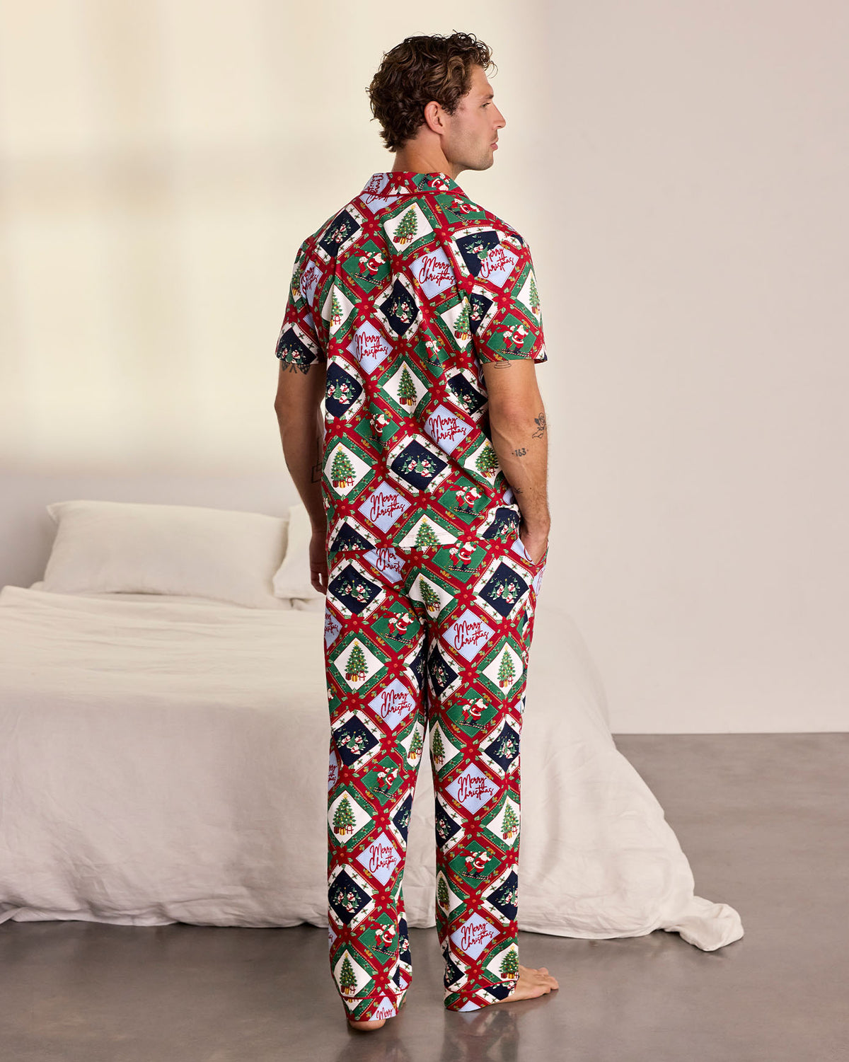 Organic Cotton Christmas Patchwork Print Long Pyjama Set