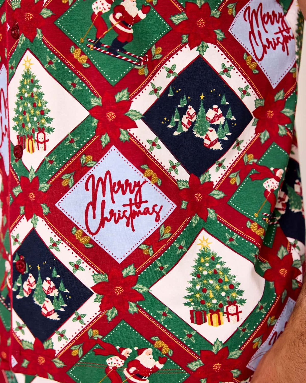 Organic Cotton Christmas Patchwork Print Long Pyjama Set