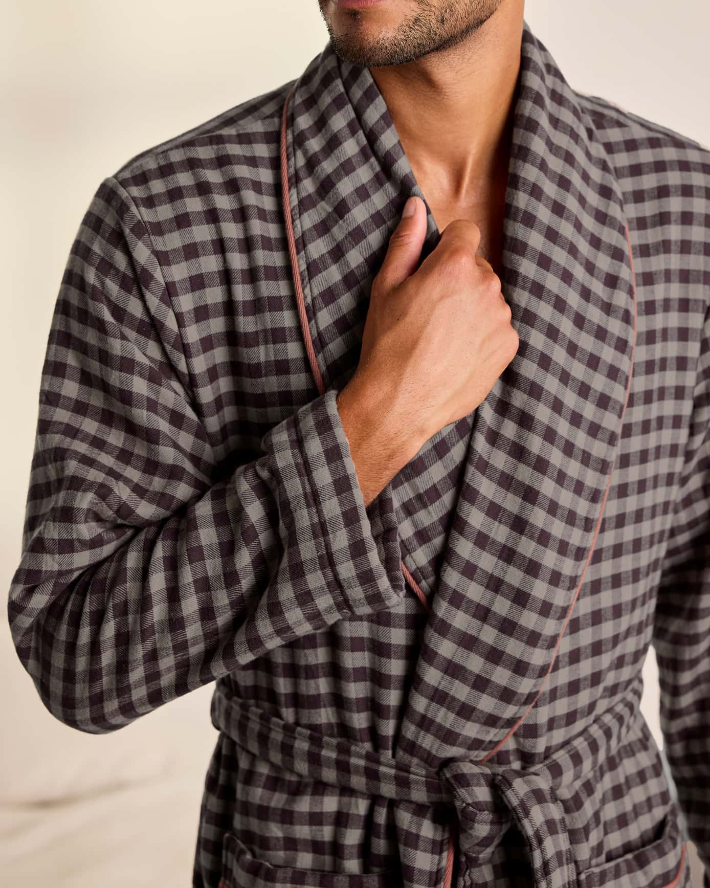 Organic Cotton Gingham Towelling Dressing Gown