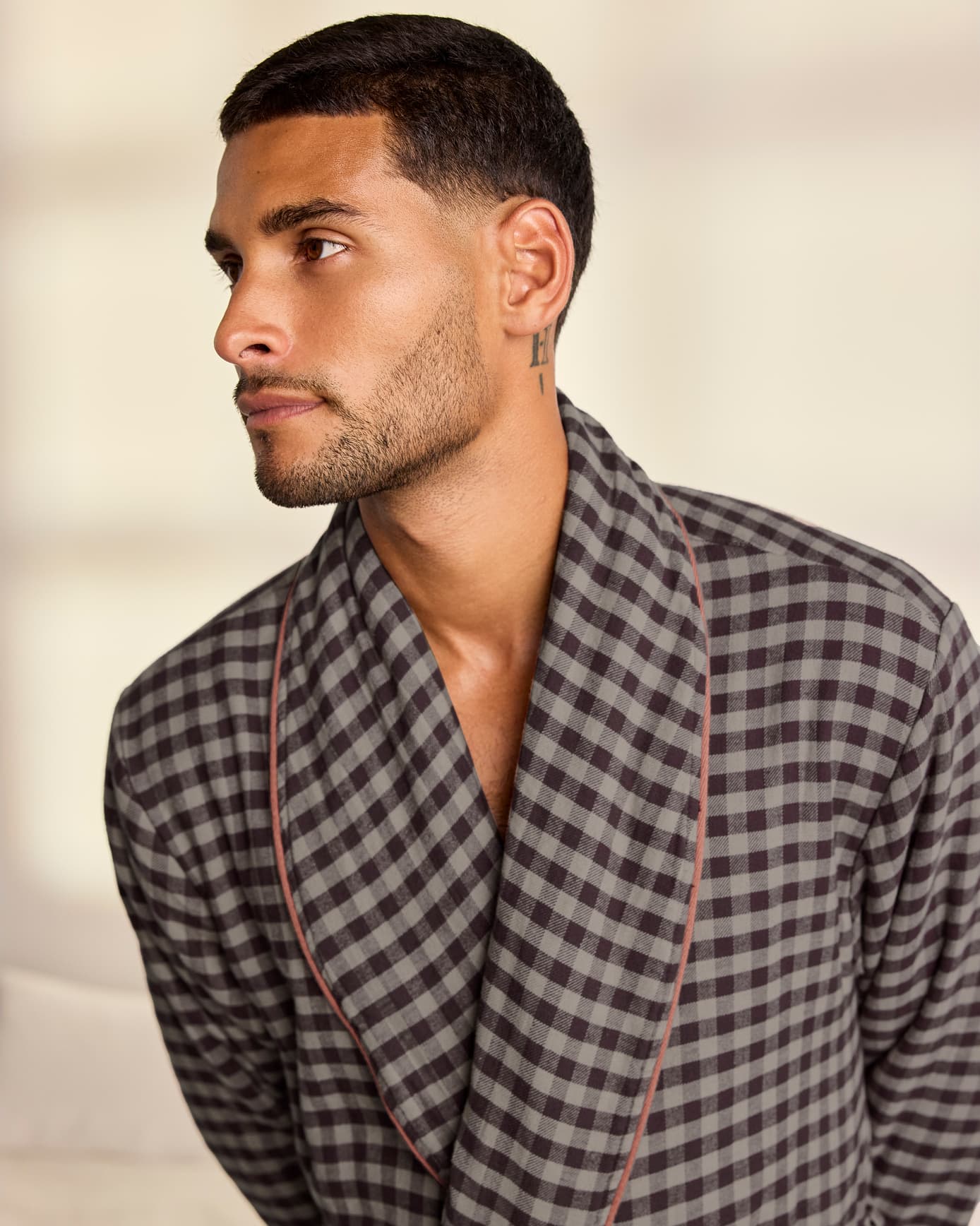 Organic Cotton Gingham Towelling Dressing Gown