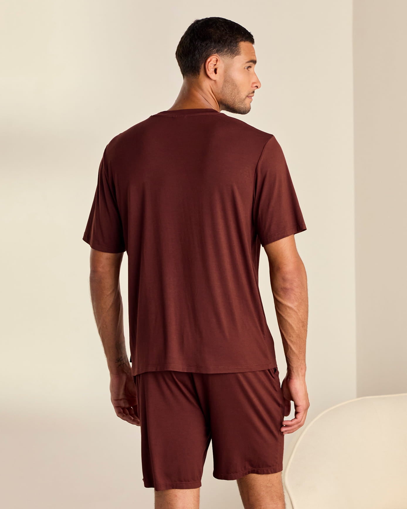 TENCEL™ Modal Crew Neck Short Pyjama Set - Burgundy