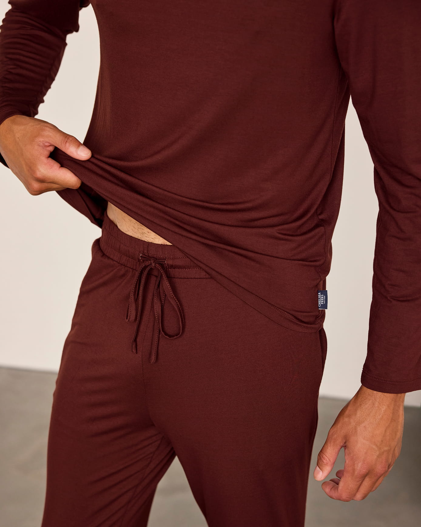 TENCEL™ Modal Crew Neck Long Pyjama Set - Burgundy