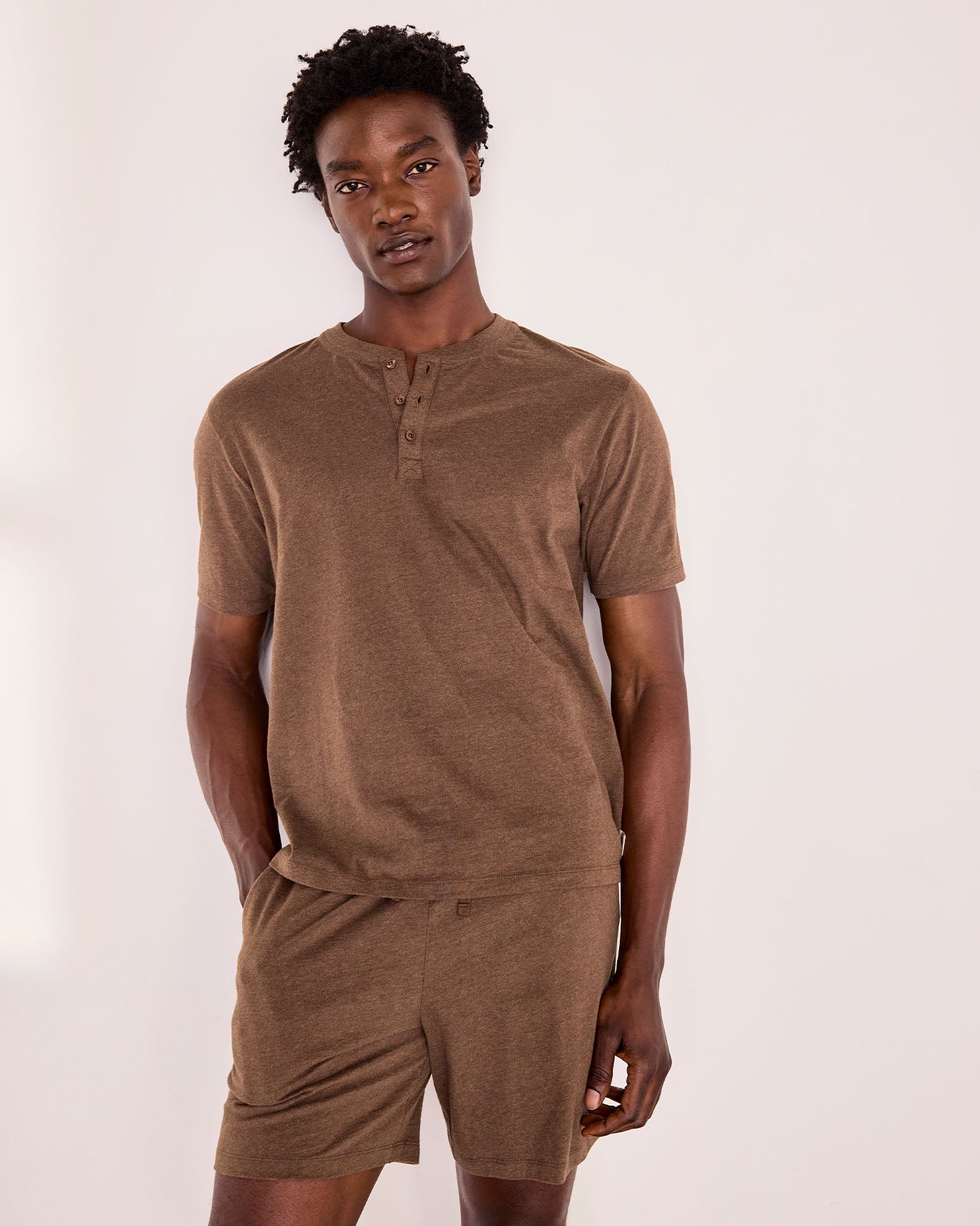 Organic Cotton Short Pyjama Set - Brown