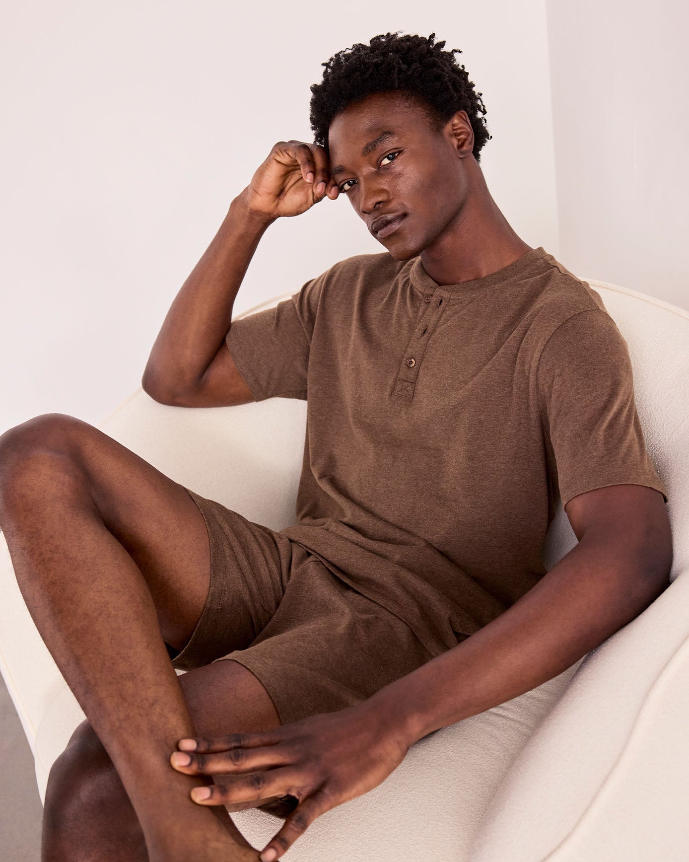 Organic Cotton Short Pyjama Set - Brown