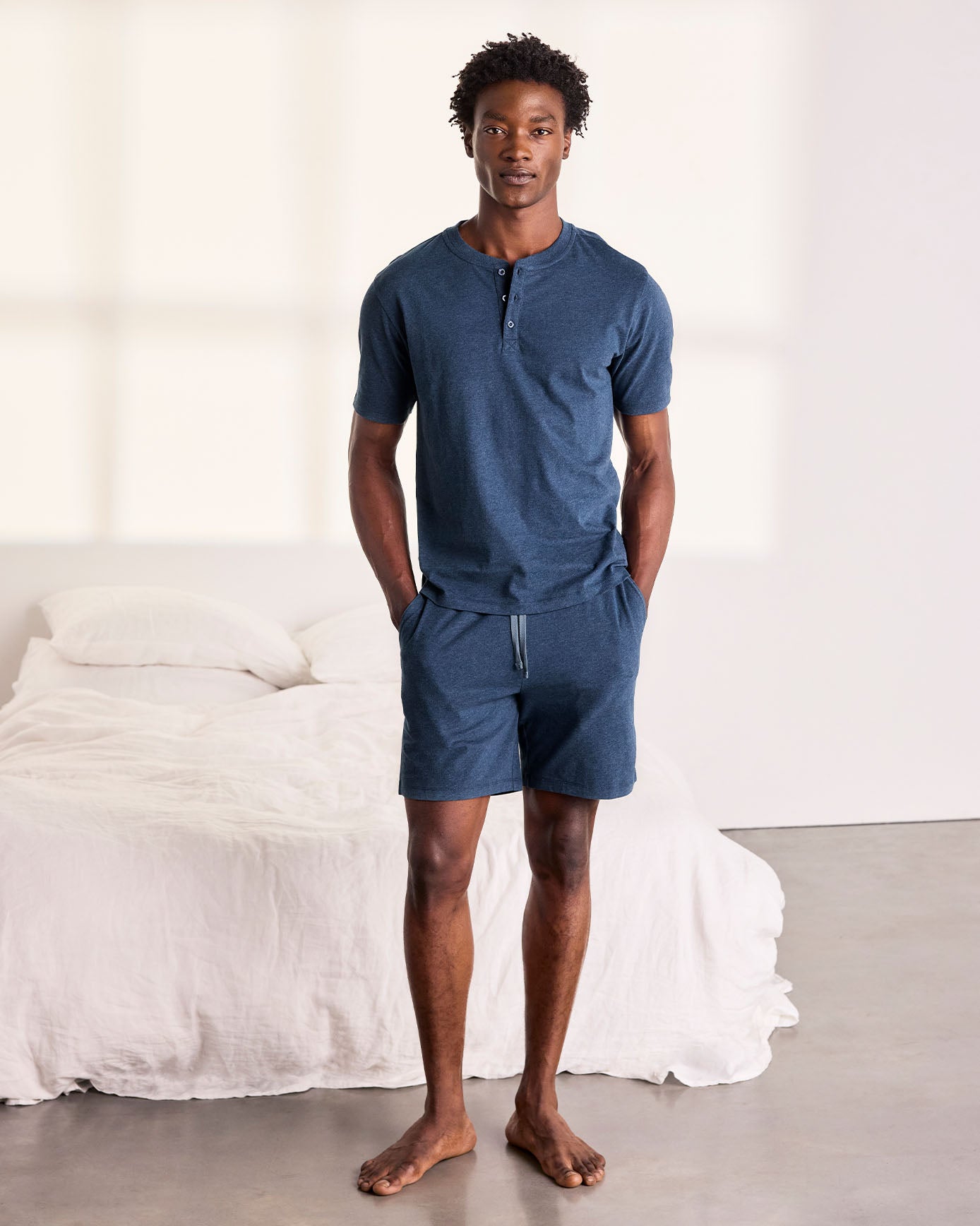 Organic Cotton Short Pyjama Set - Dusty Blue