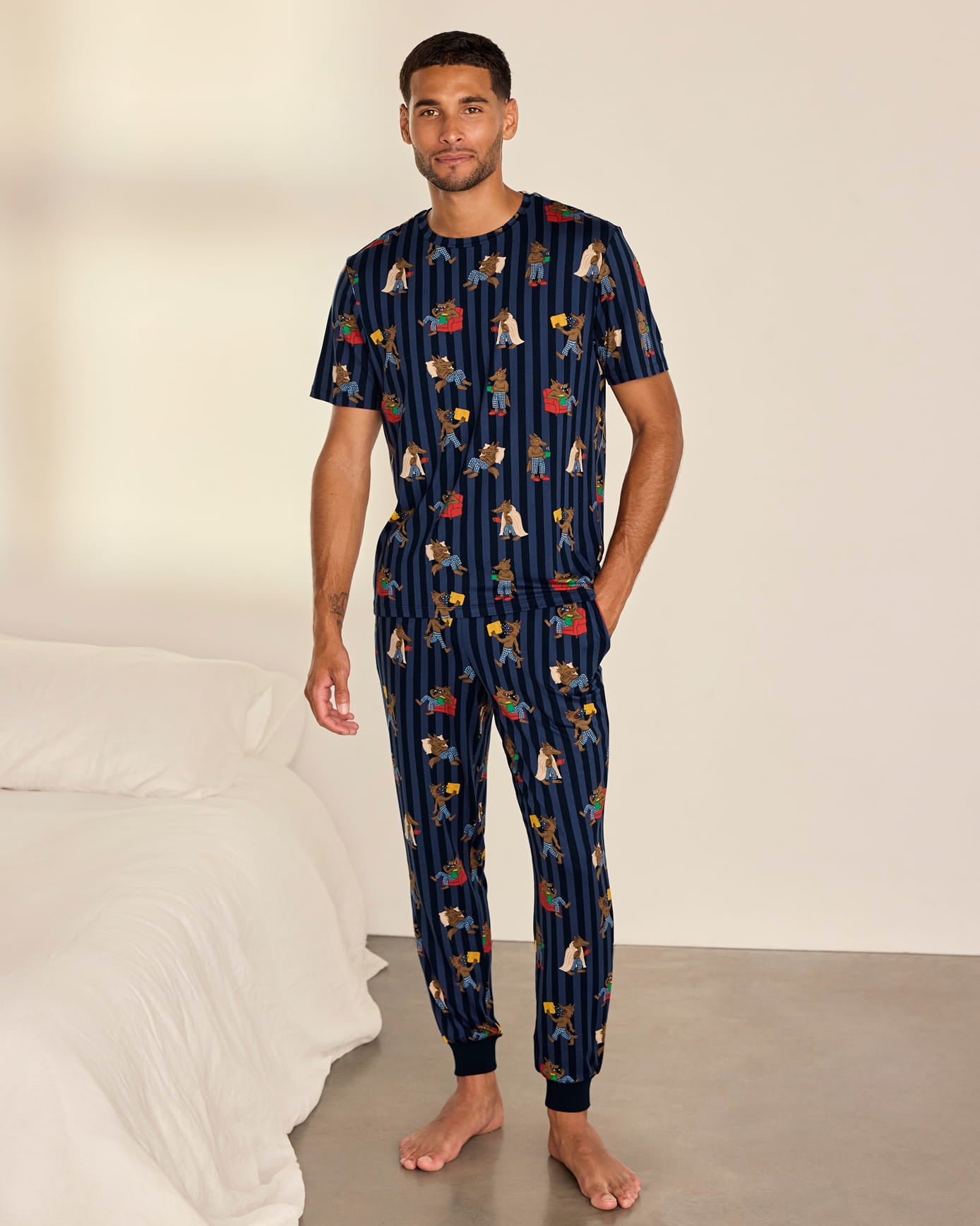 Nap Bandit Wolf Print Long Pyjama Set