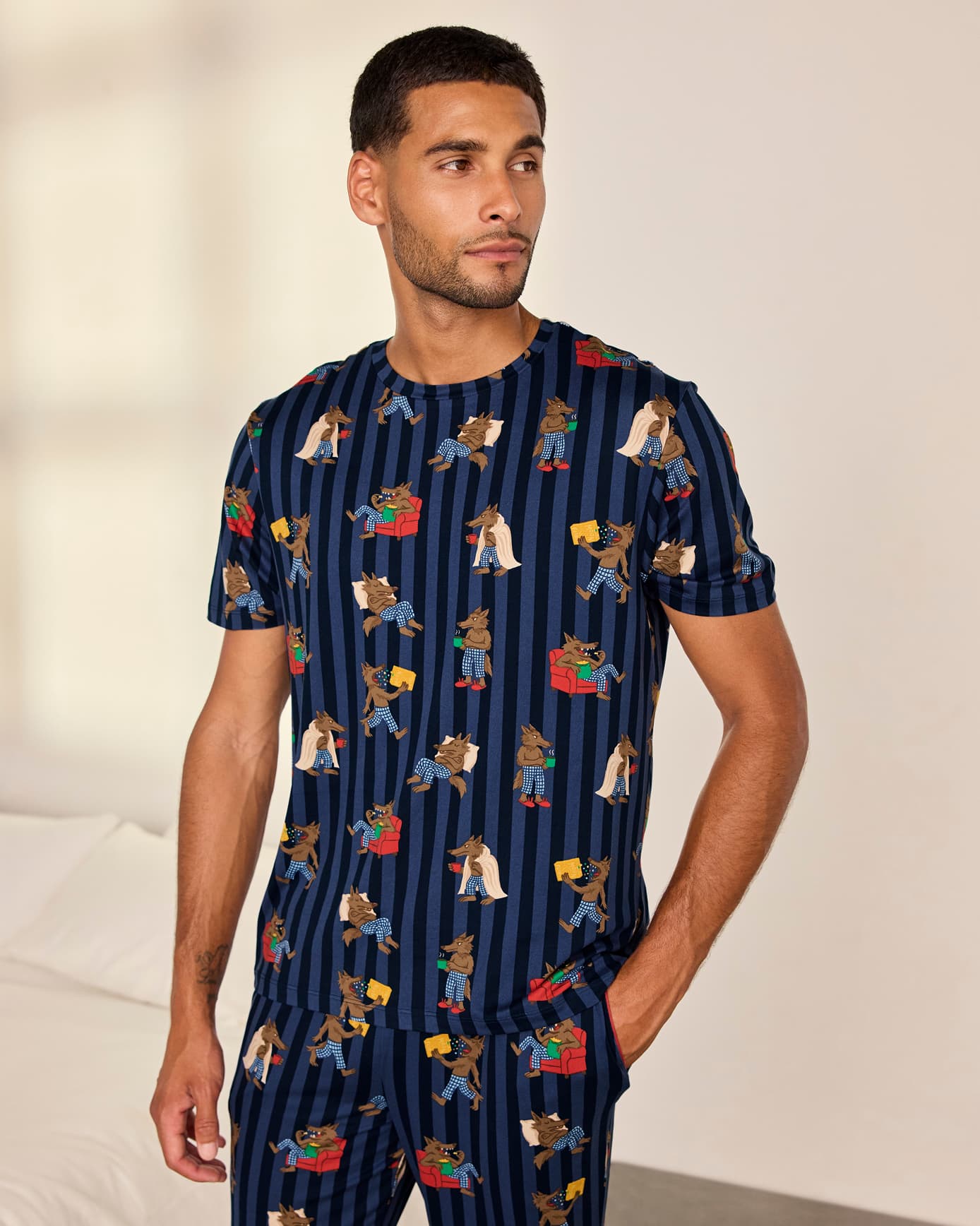 Nap Bandit Wolf Print Long Pyjama Set