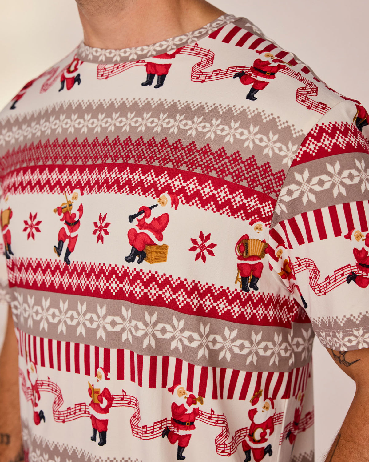 Musical Santa Fair Isle Print Long Pyjama Set