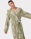 Mens Sage Leopard Print Towelling Dressing Gown