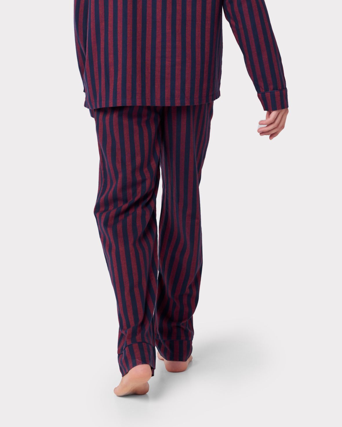 Organic Cotton Brushed Stripe Long Pyjama Bottoms - Navy & Red