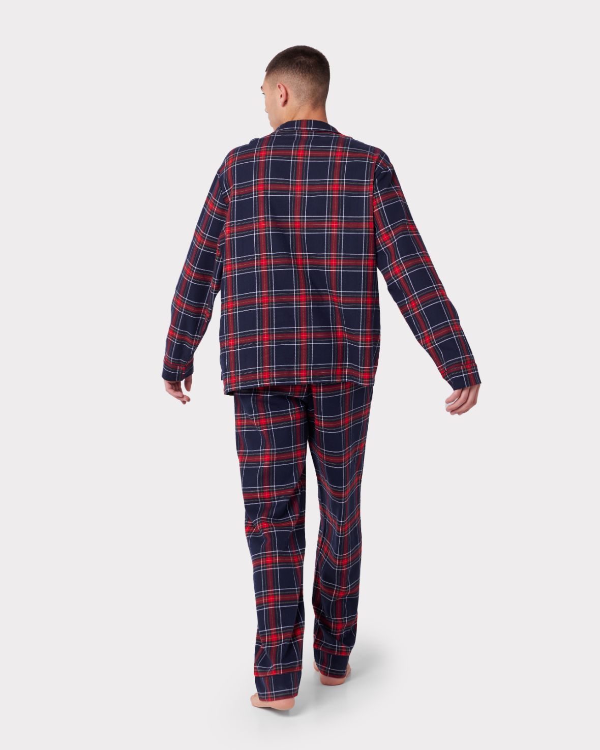 Unisex Flannel Red & Navy Check Print Pyjama Shirt