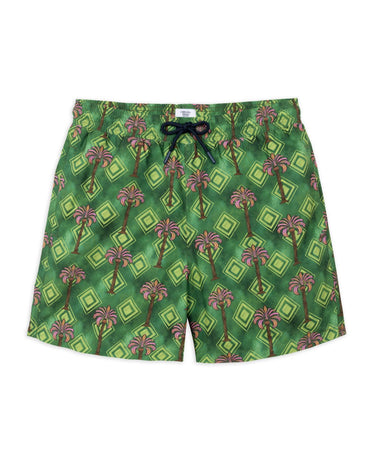 Geometric Palm Print Swim Shorts
