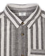 Linen-Blend Stripe Long Sleeve Shirt - Grey & White
