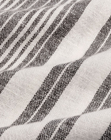 Linen-Blend Stripe Long Sleeve Shirt - Grey & White